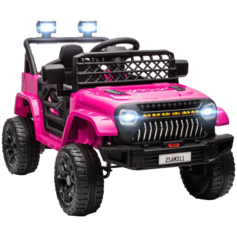 Children's Electric Car, 12V 2 Motors with Remote Control and LED Music, Pink
