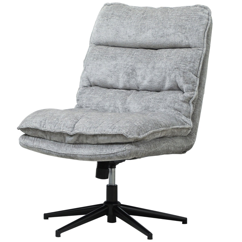 Armless Office Chair, Swivel Padded, Height Adjustable, Steel, Grey