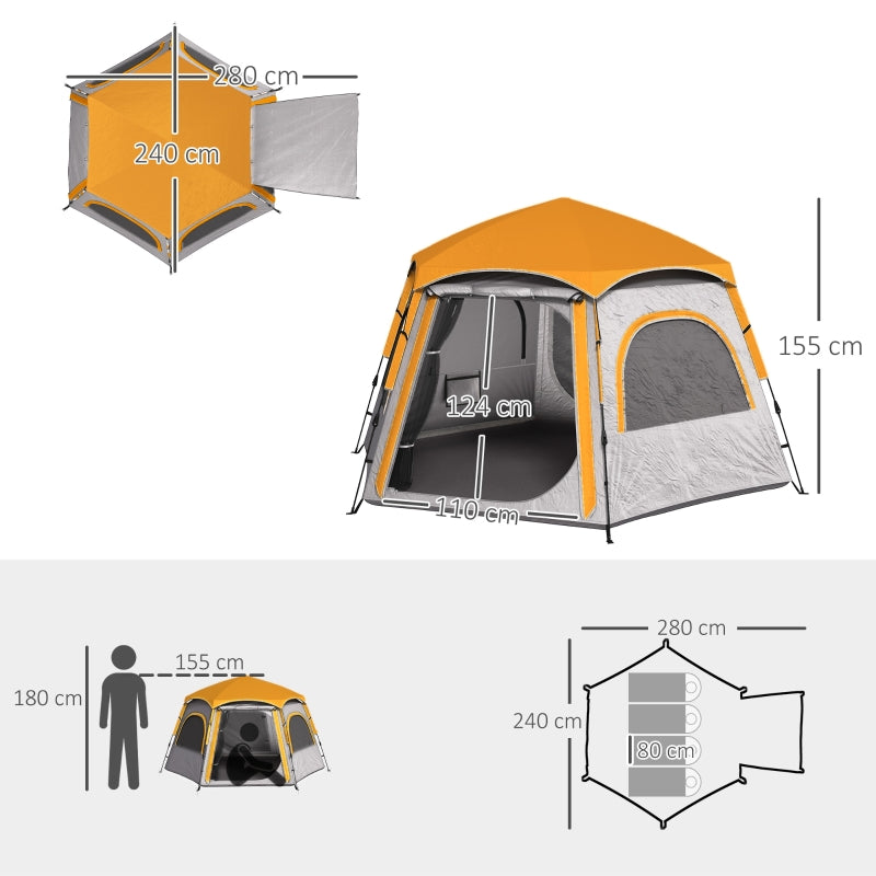 Instant Pop Up Camping Tent, Easy Setup Dome Family Tent, Waterproof & UV Protected, Light Grey