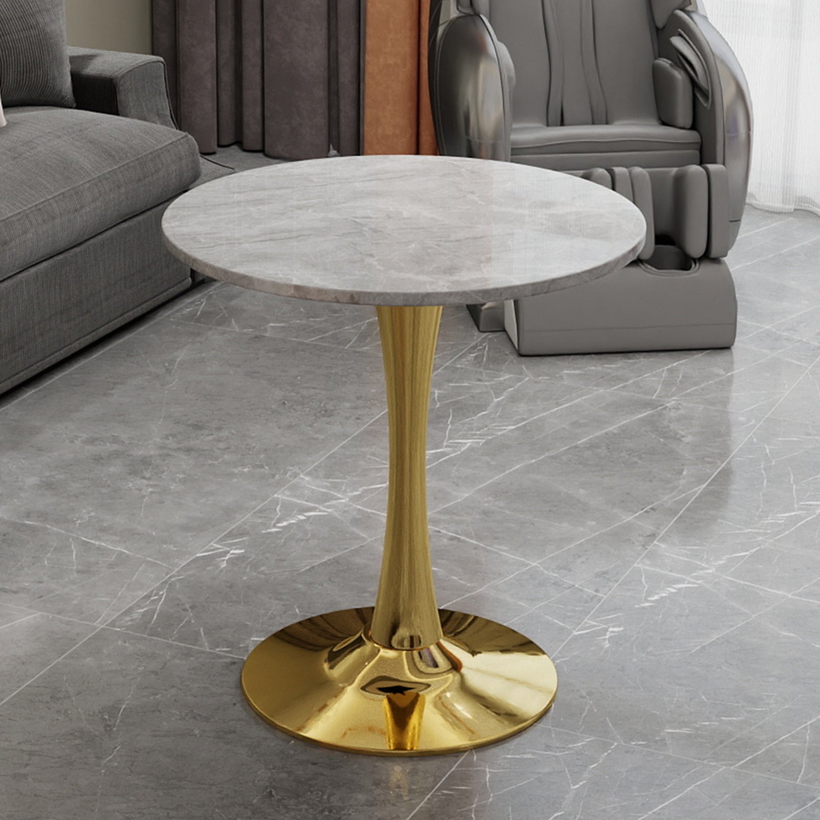Coffee Table 27.6-inch Round Mid-Century Modern Marble