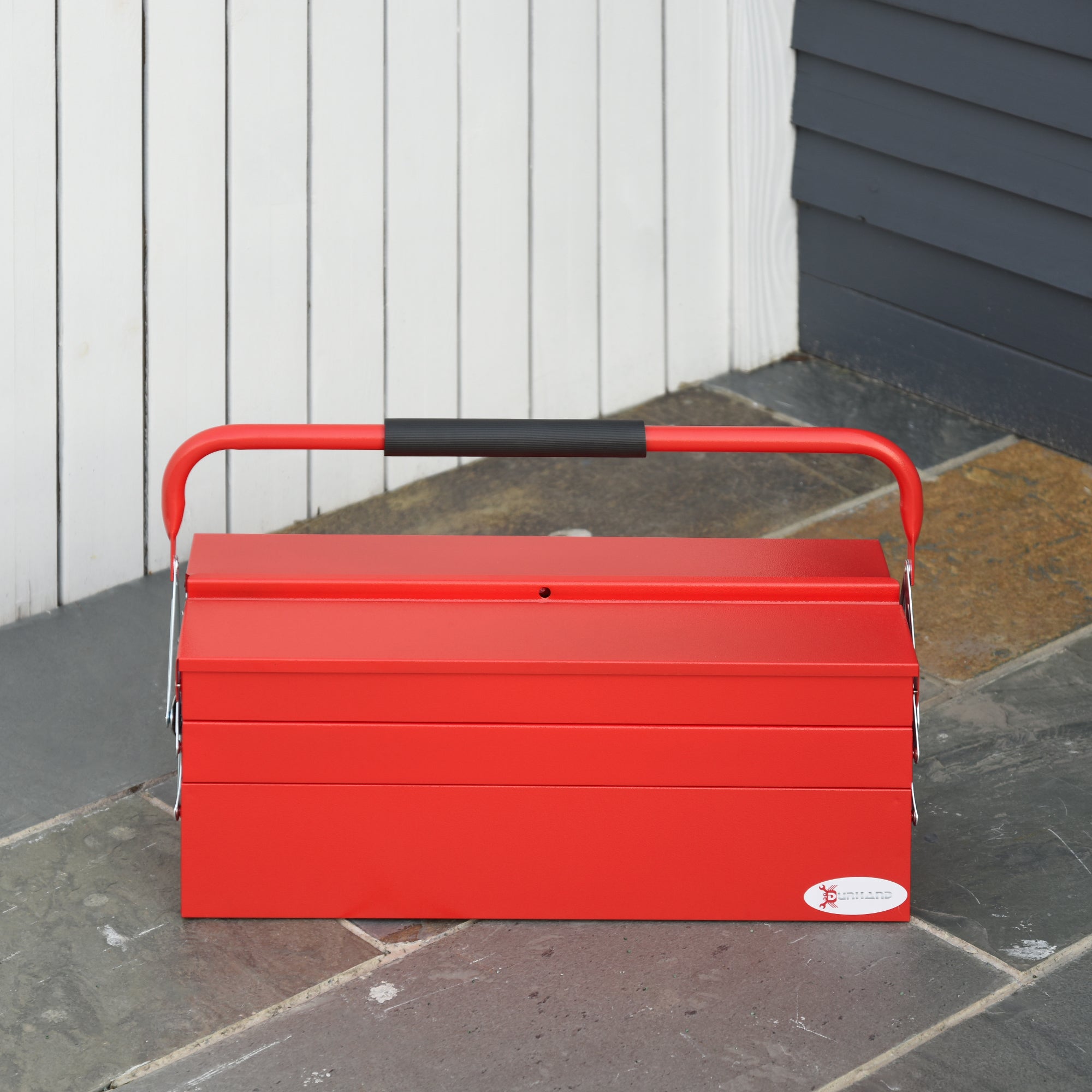 DURHAND Tool Box 5 Compartments Foldable Steel Red