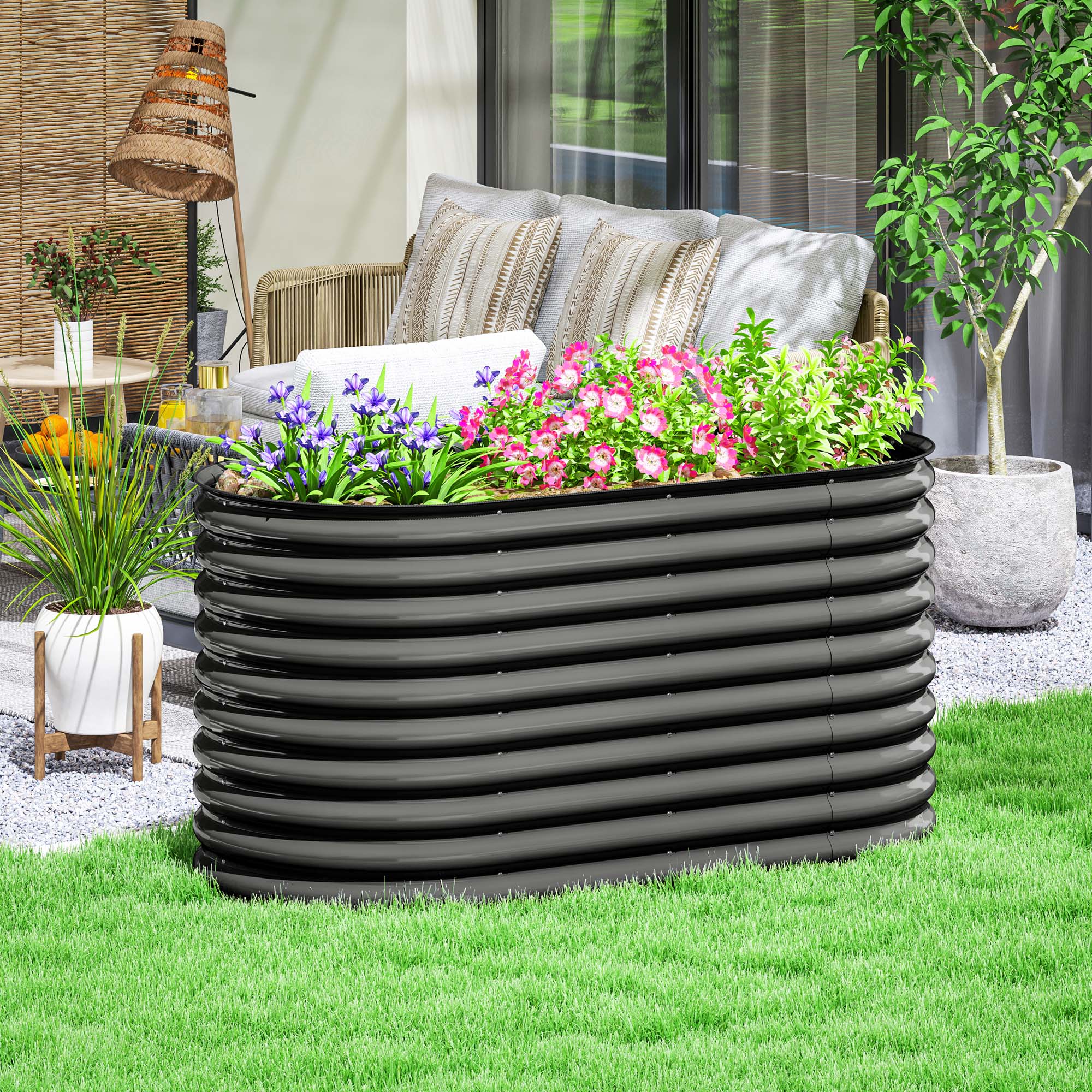 Raised Garden Bed, Stackable Planter Box 160x80x80cm for Vegetables & Flowers, Steel