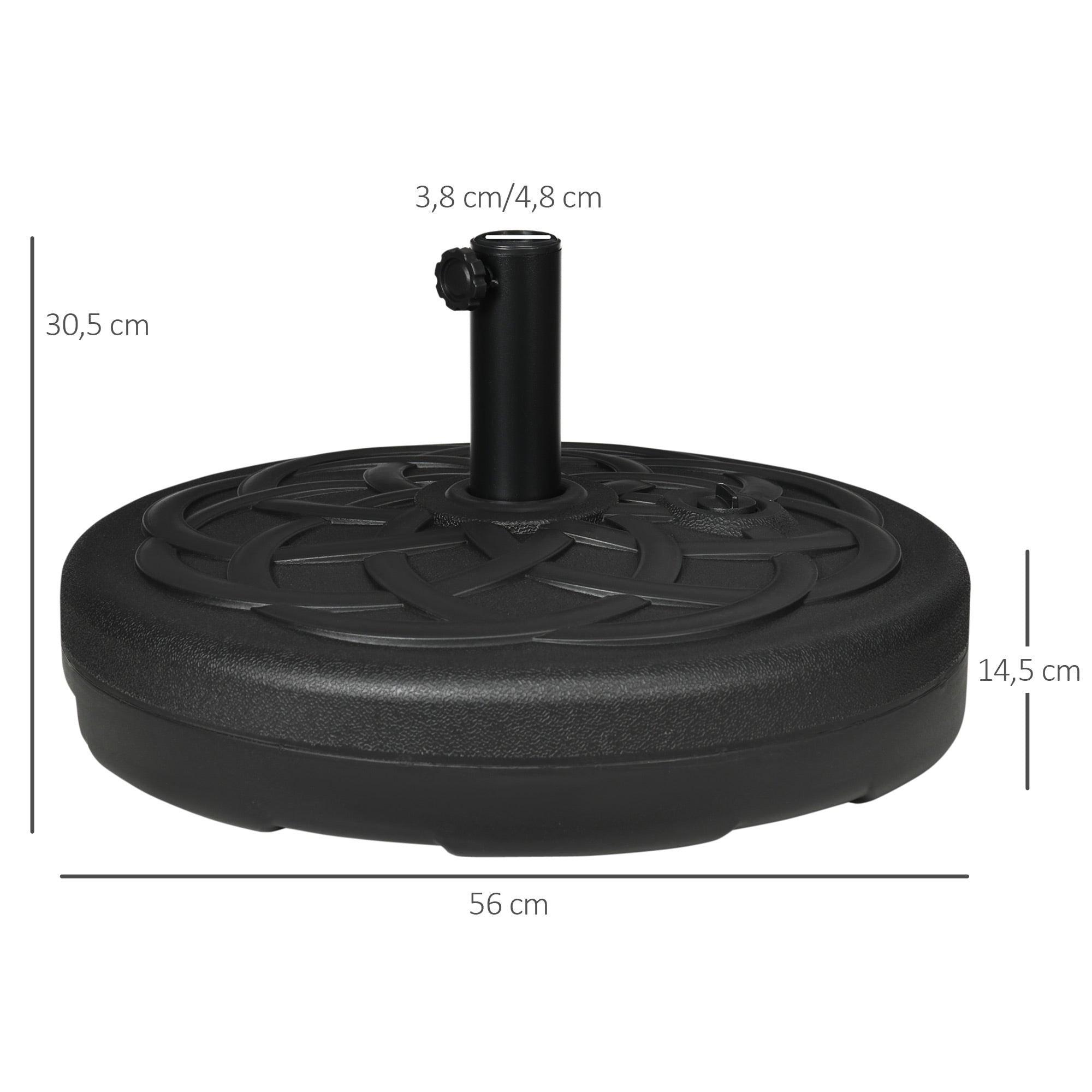 Parasol Base Round Fillable up to 35kg Stand Ø38/48mm Black