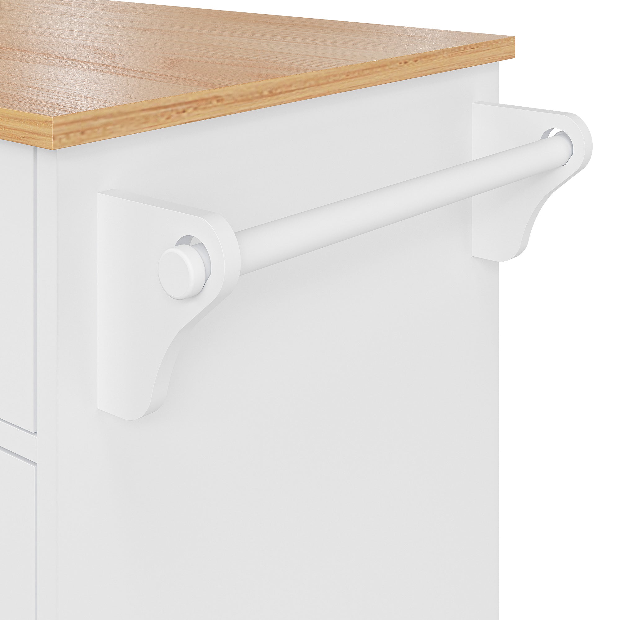 Dining Trolley, 134x46x92cm Drawer & Cabinet Storage, Mobile/Stationary Dual-Use, White