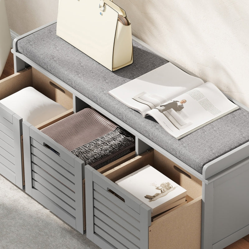 3-Drawer Shoe Storage Bench - Grey