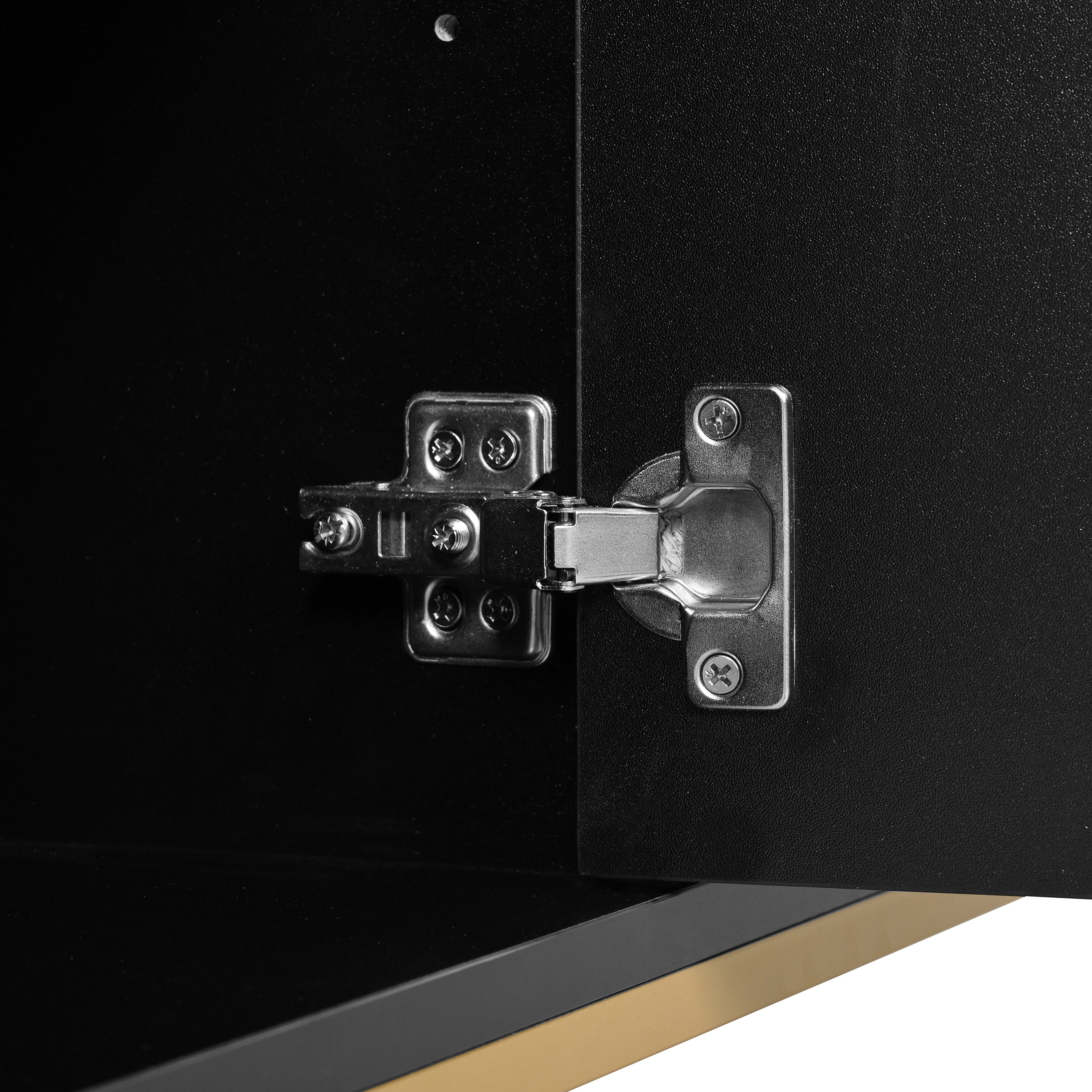 Sideboard four doors metal feet TV cabinet wardrobe linear design black and gold