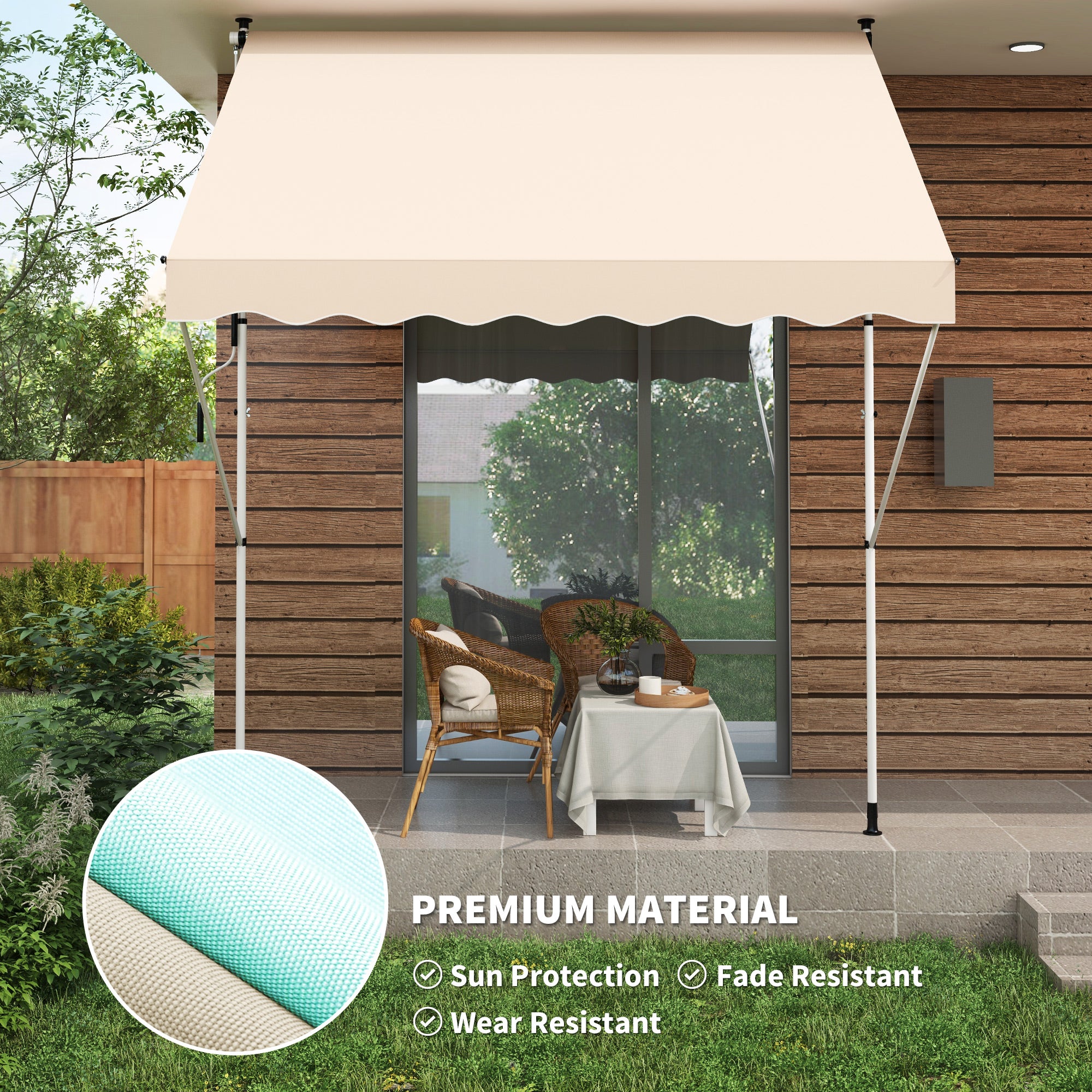 Adjustable Outdoor Awning, 3x1.5m Aluminium Frame, Beige