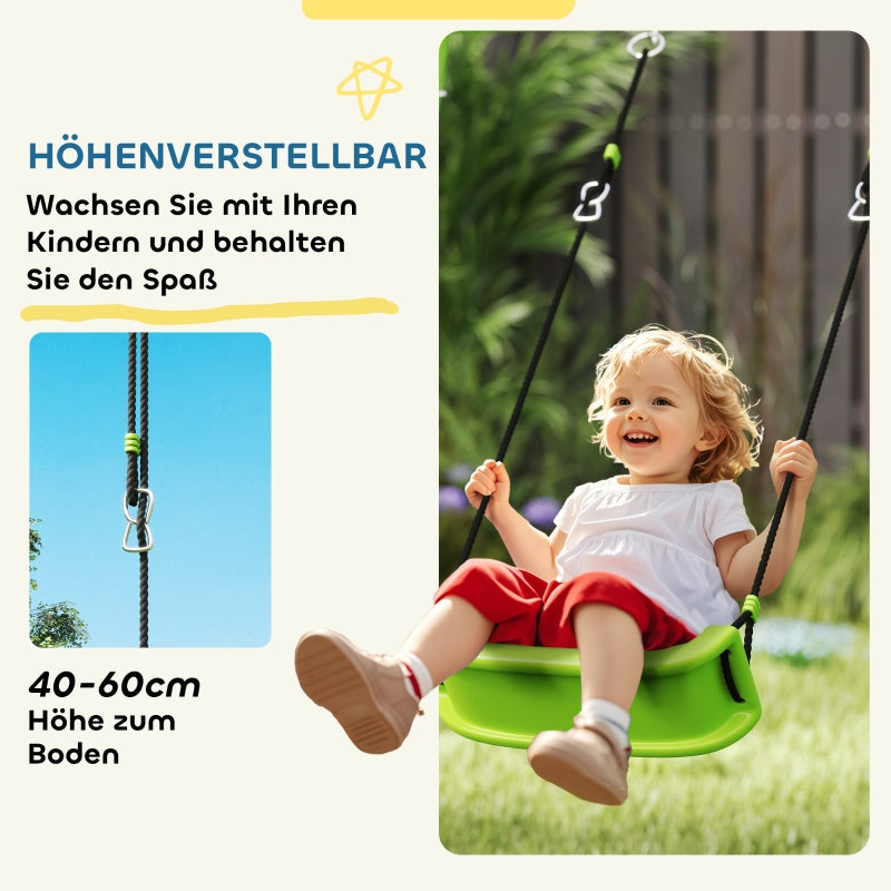 AIYAPLAY Outdoor Swing Set, Children's Swings, Adjustable, Steel, Green