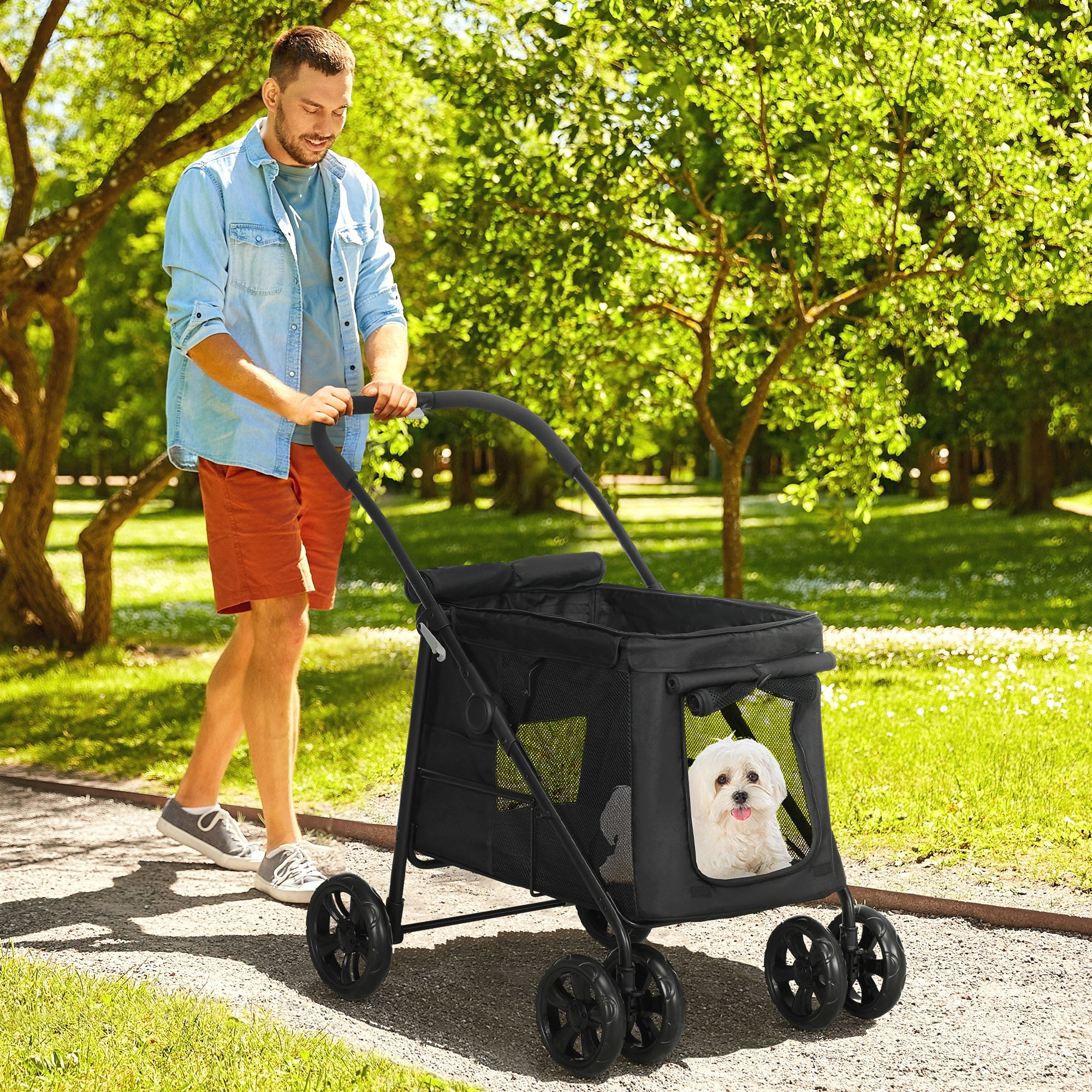 Dog Trailer 3-in-1 Pet House Cargo, Small Dogs, Oxford Grey