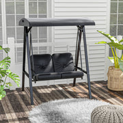 Hollywood Swing 2-Seater Garden Swing Adjustable Canopy 220kg Load Capacity, Black