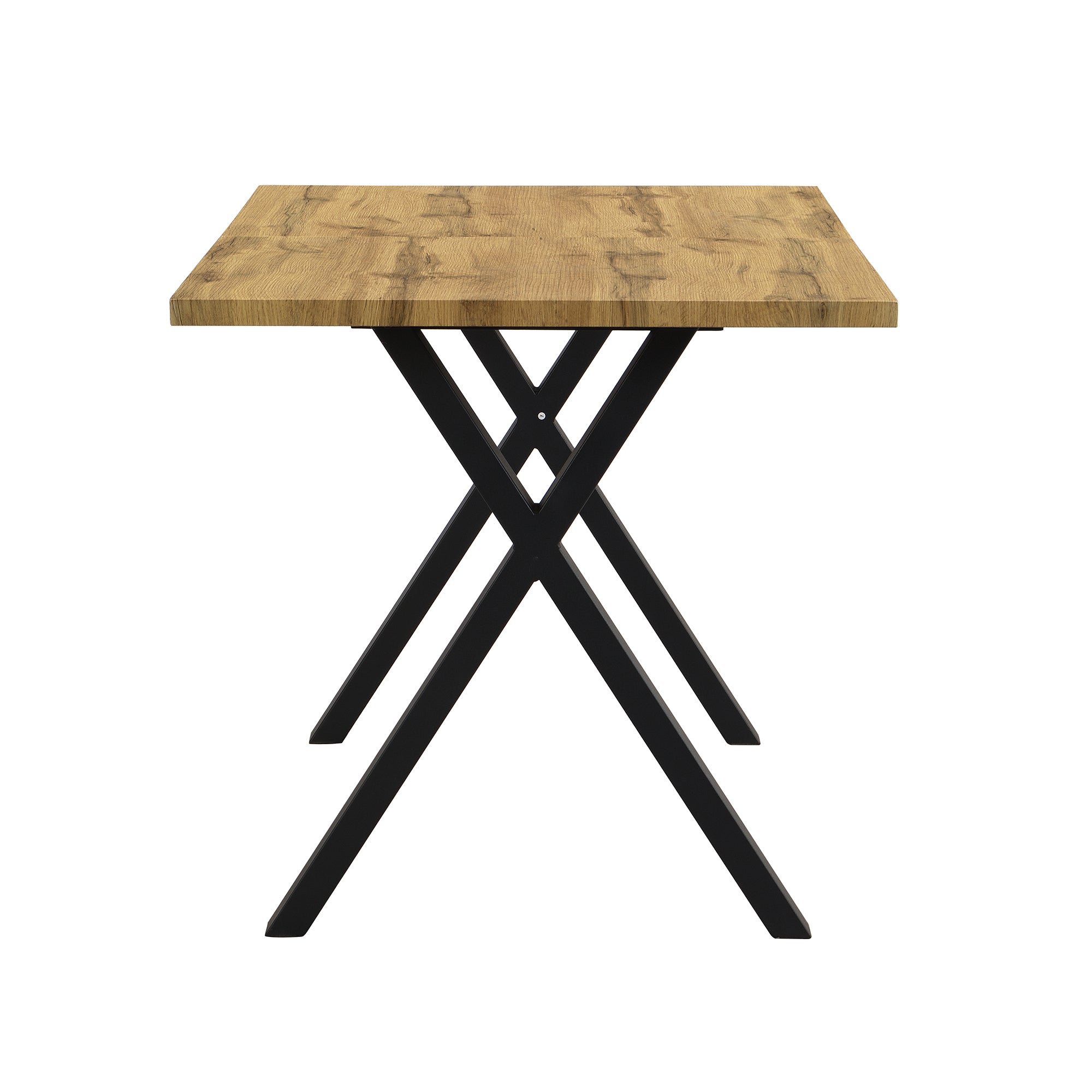 Dining Table Rectangular Crossed Legs 140x80x76cm - Oak/Black