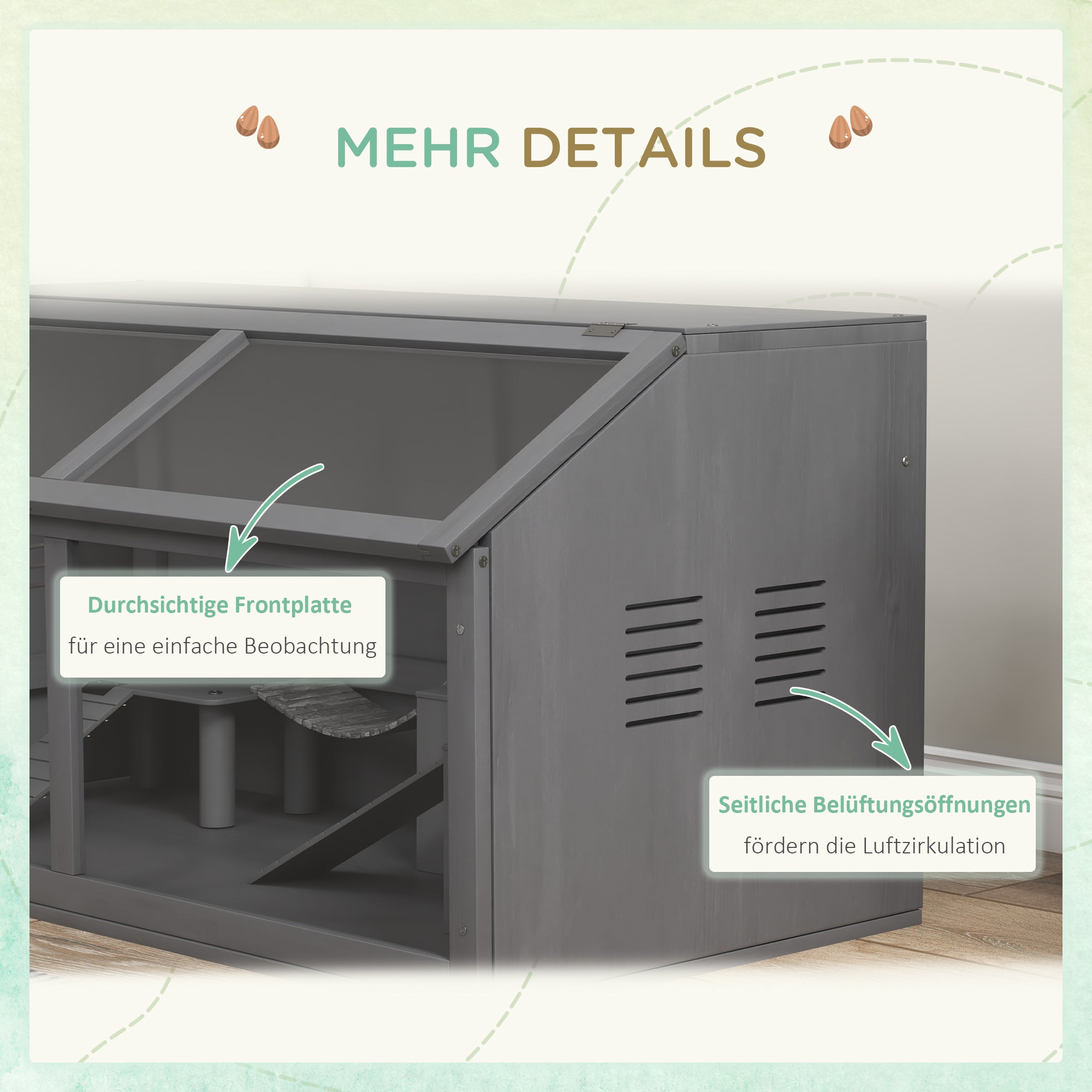 Hamster Cage, 100cm Rodent House with Playhouse & Ladders, Wooden Dark Grey