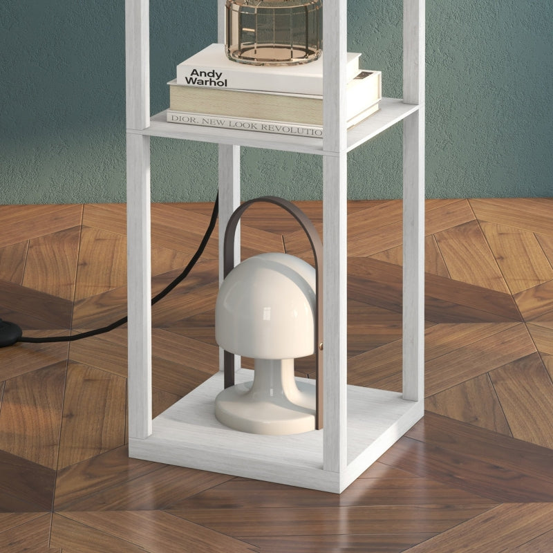 Floor Lamp, Shelves, 26 x 26 x 160 cm, Wood