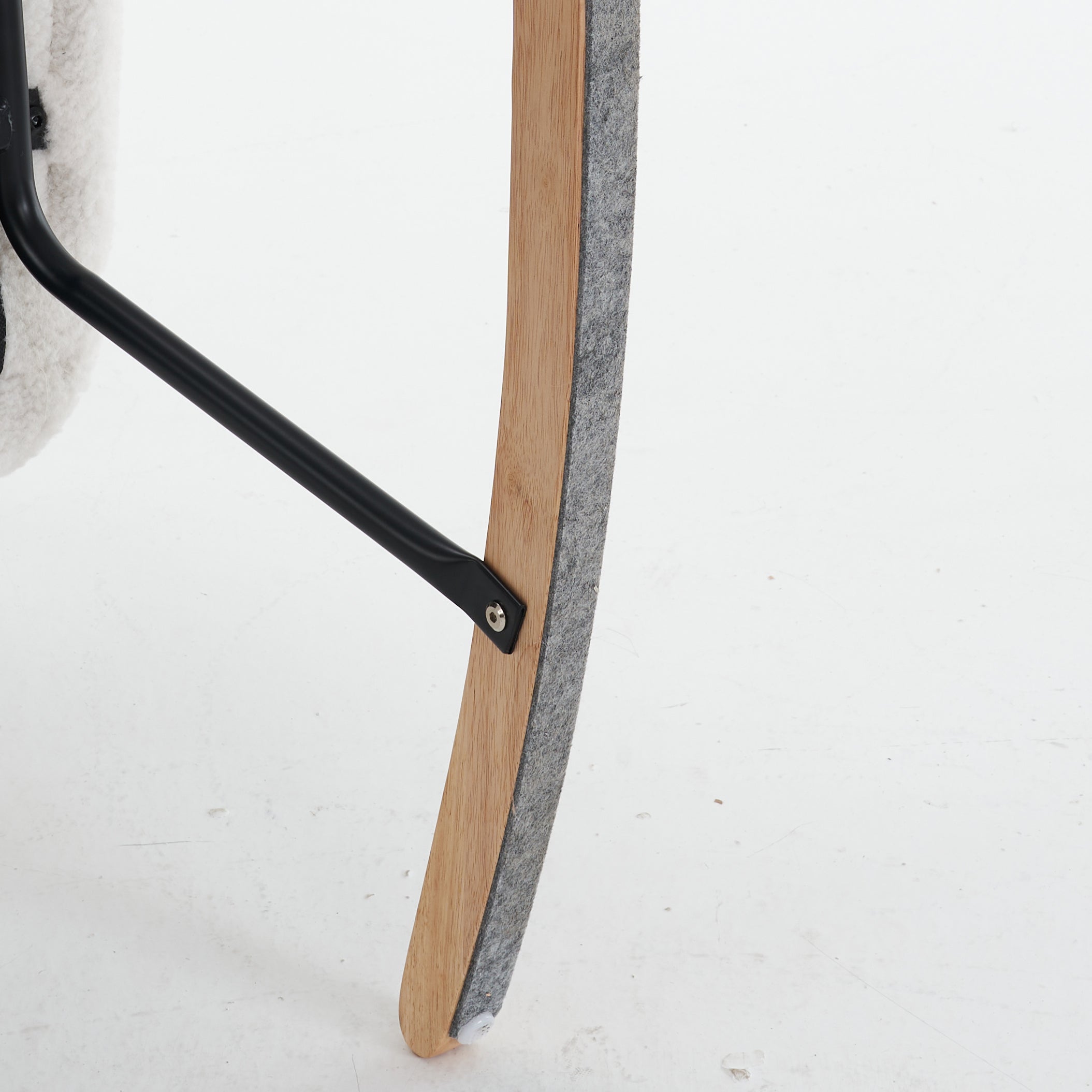 Teddy Fabric Rocking Chair, Tufted Upholstered with Headrest and Foldable Footrest, Ivory White