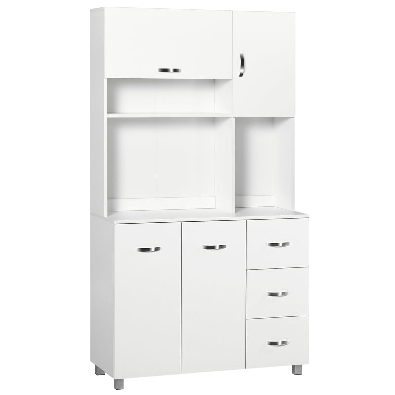 Kitchen Cupboard 183cm Tall Storage Cabinet with Drawers and Shelves White