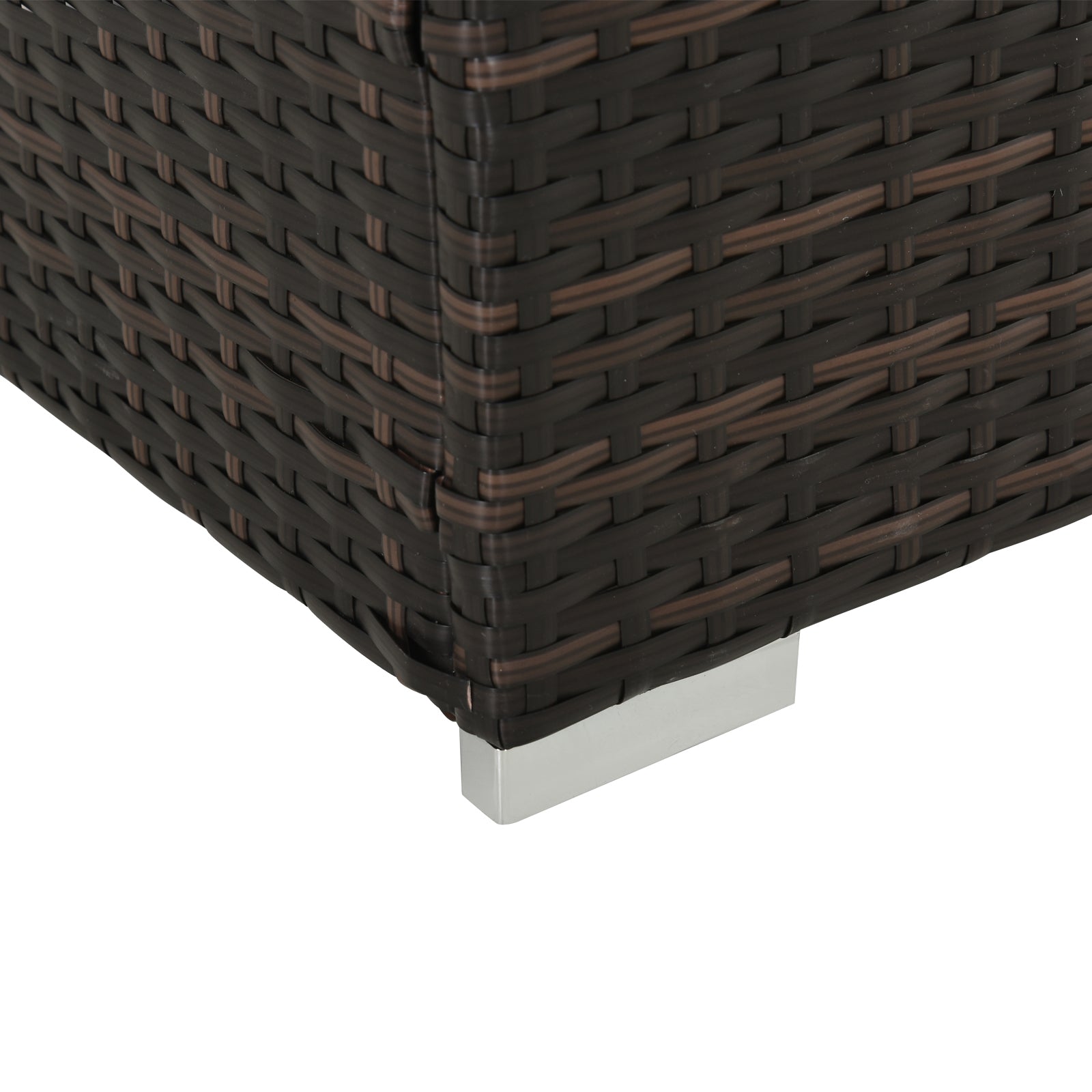 PE Rattan Sun Lounger, Five-level Adjustable Recliner with Padded Cushion, Mixed Brown