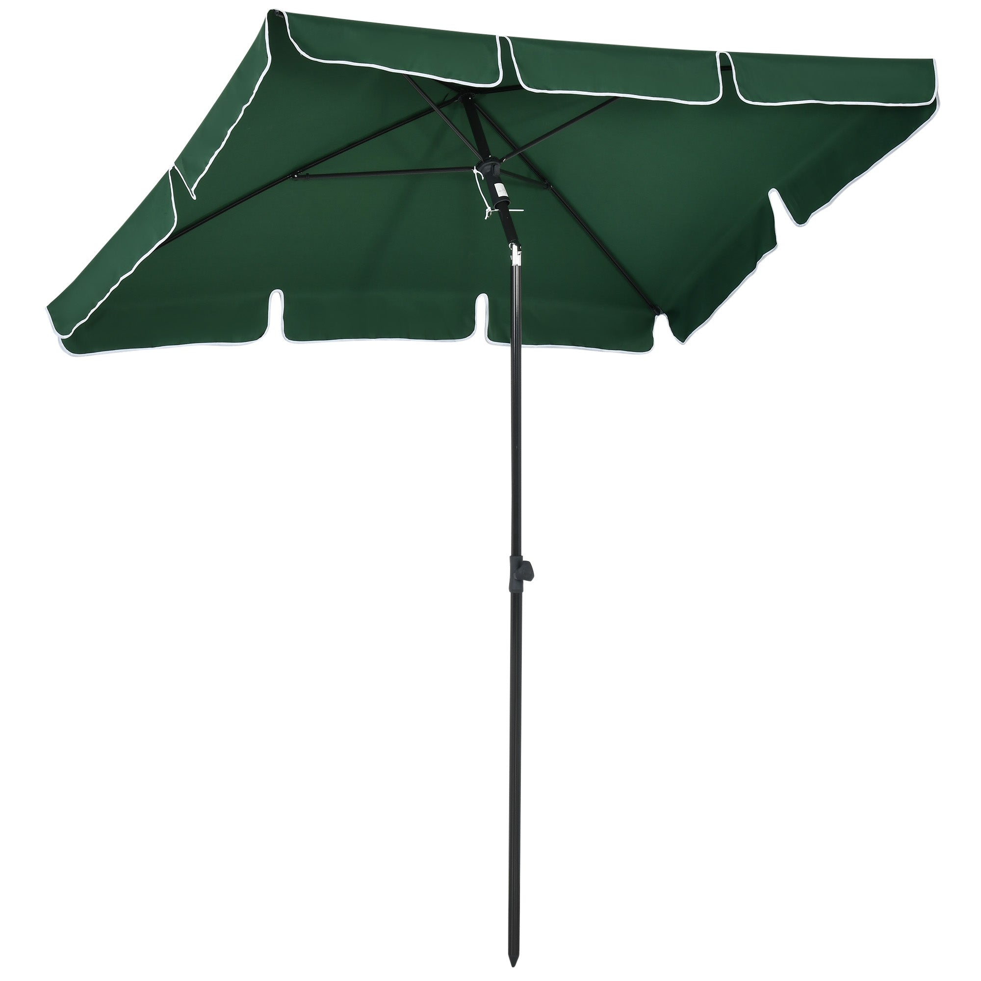 Aluminous Rectangular Parasol Tilting Patio Sunshade 2M x 1.25M, Green