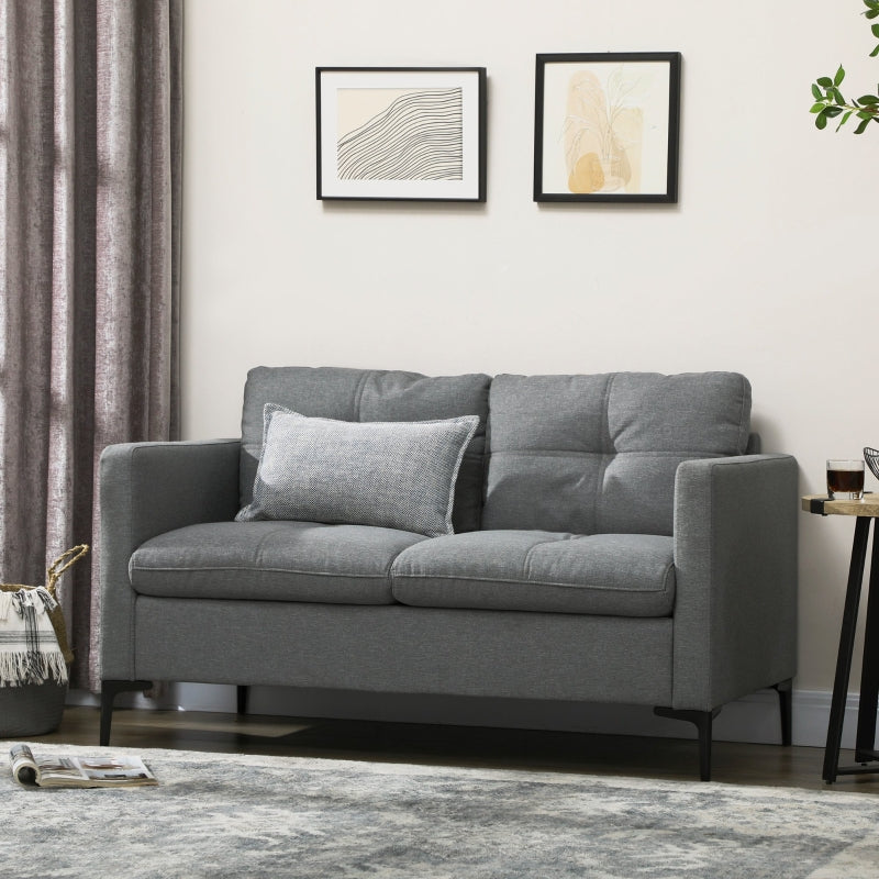 Two-Seater Sofa Steel Legs Grey