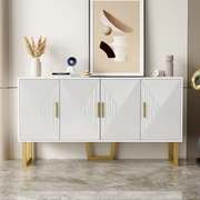 Sideboard, 150cm Modern Luxurious 4-Door with Adjustable Shelves, White High-Gloss