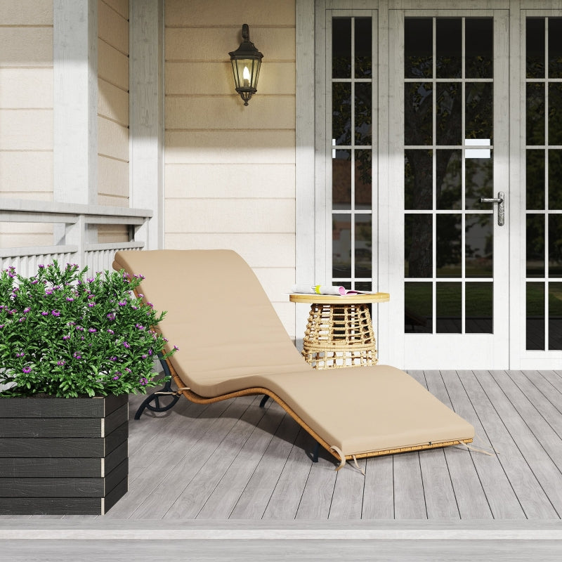 Sun Lounger, Water-Repellent, 120 kg Load Capacity, Polyrattan Beige