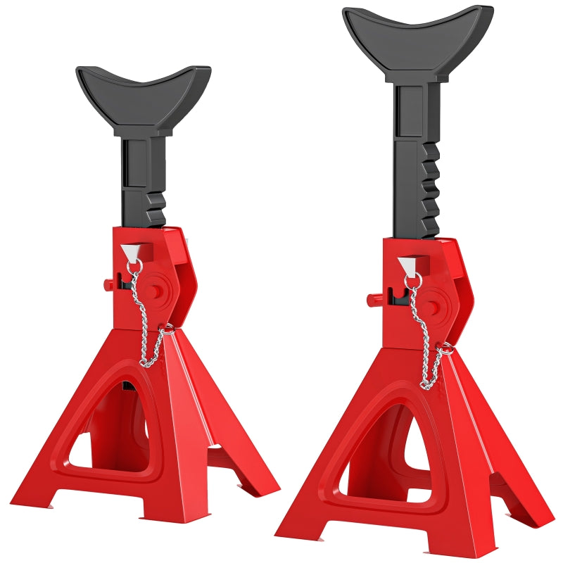 Jack Stand 3 Ton, 2 Pieces, Adjustable, Red