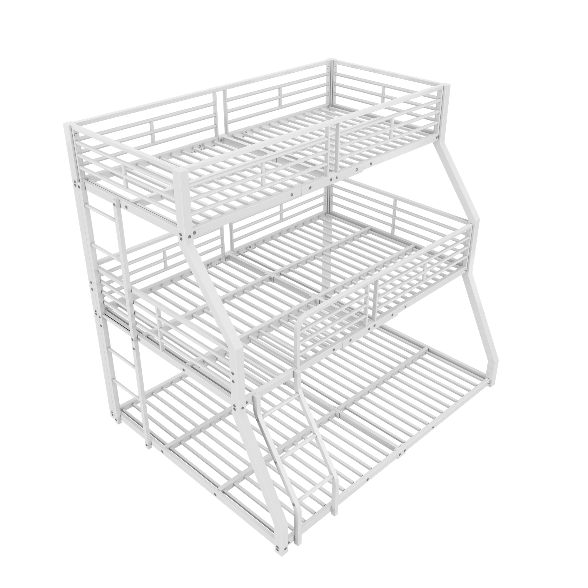 Triple Bunk Bed Metal Frame Multi-Size - White