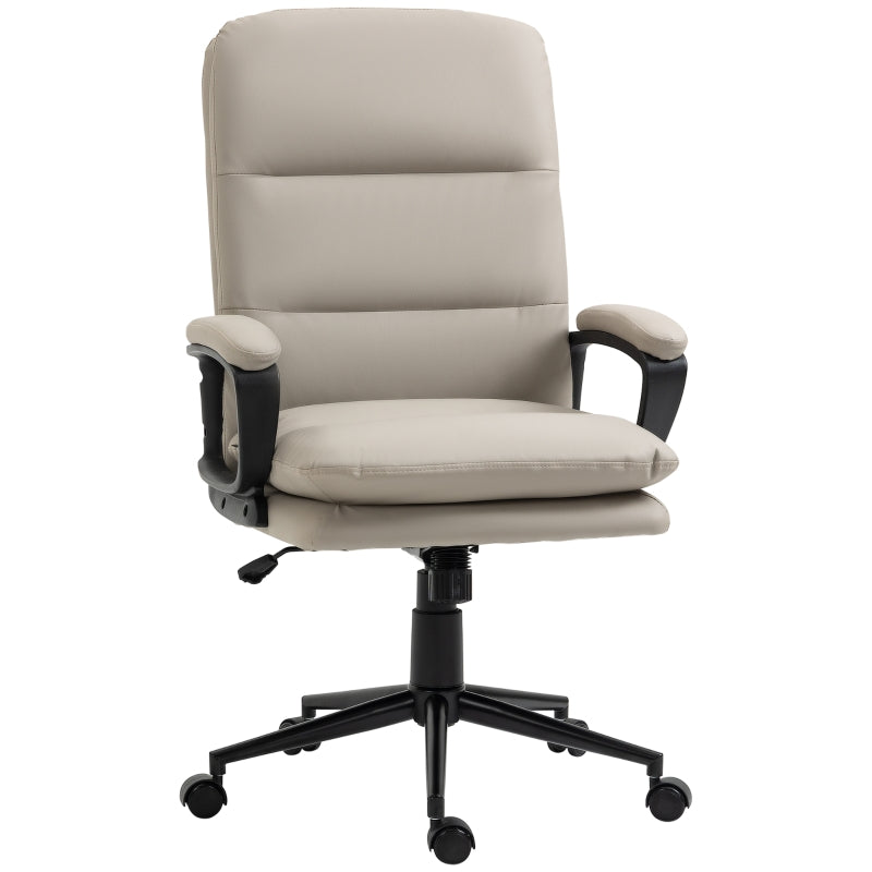 Office Chair, Adjustable Height Swivel Rolling Wheels Faux Leather, Light Grey