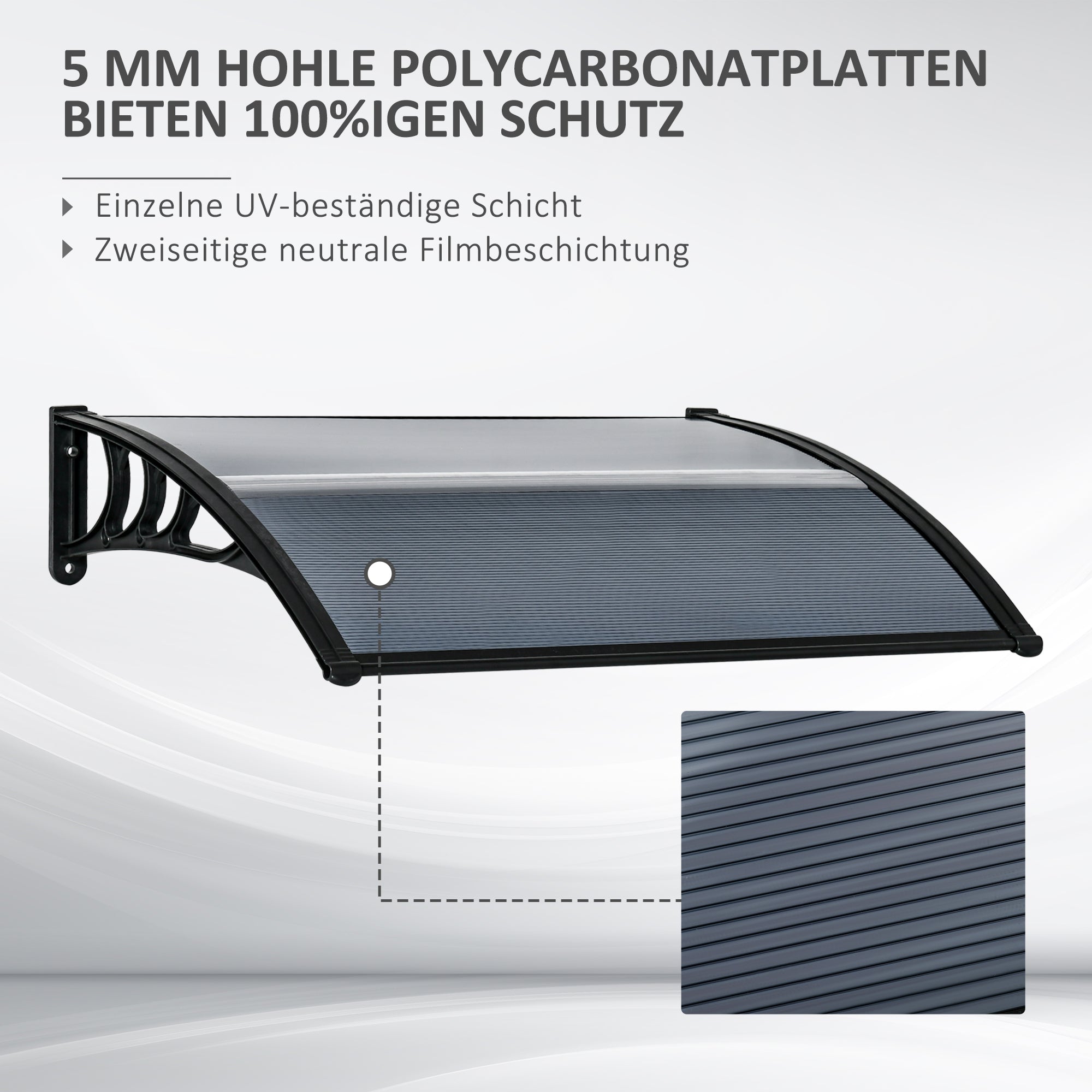 Canopy for Front Door, 100 x 75 cm Pent Arch UV Protection, Aluminum & Polycarbonate Black
