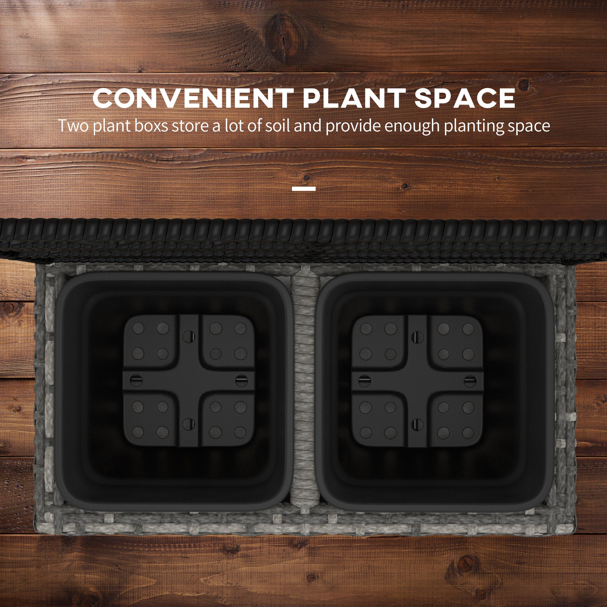 22 L Rattan Planter with Trellis Freestanding Raised Beds Two Plant Boxes Outdoor Mixed Grey