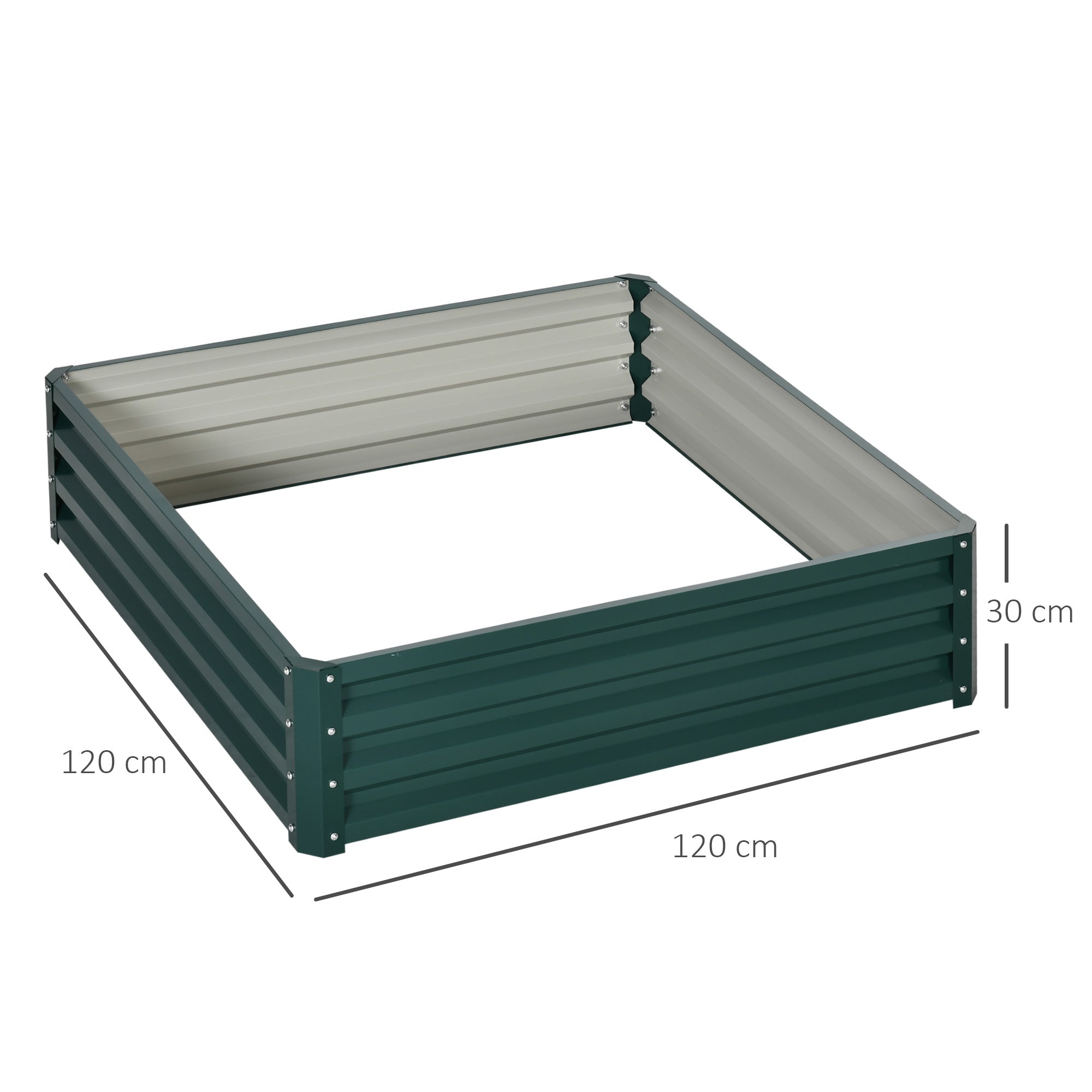 Square Raised Garden Bed Box, Weatherized Steel Frame for Vegetables, Flowers, & Herbs, Green