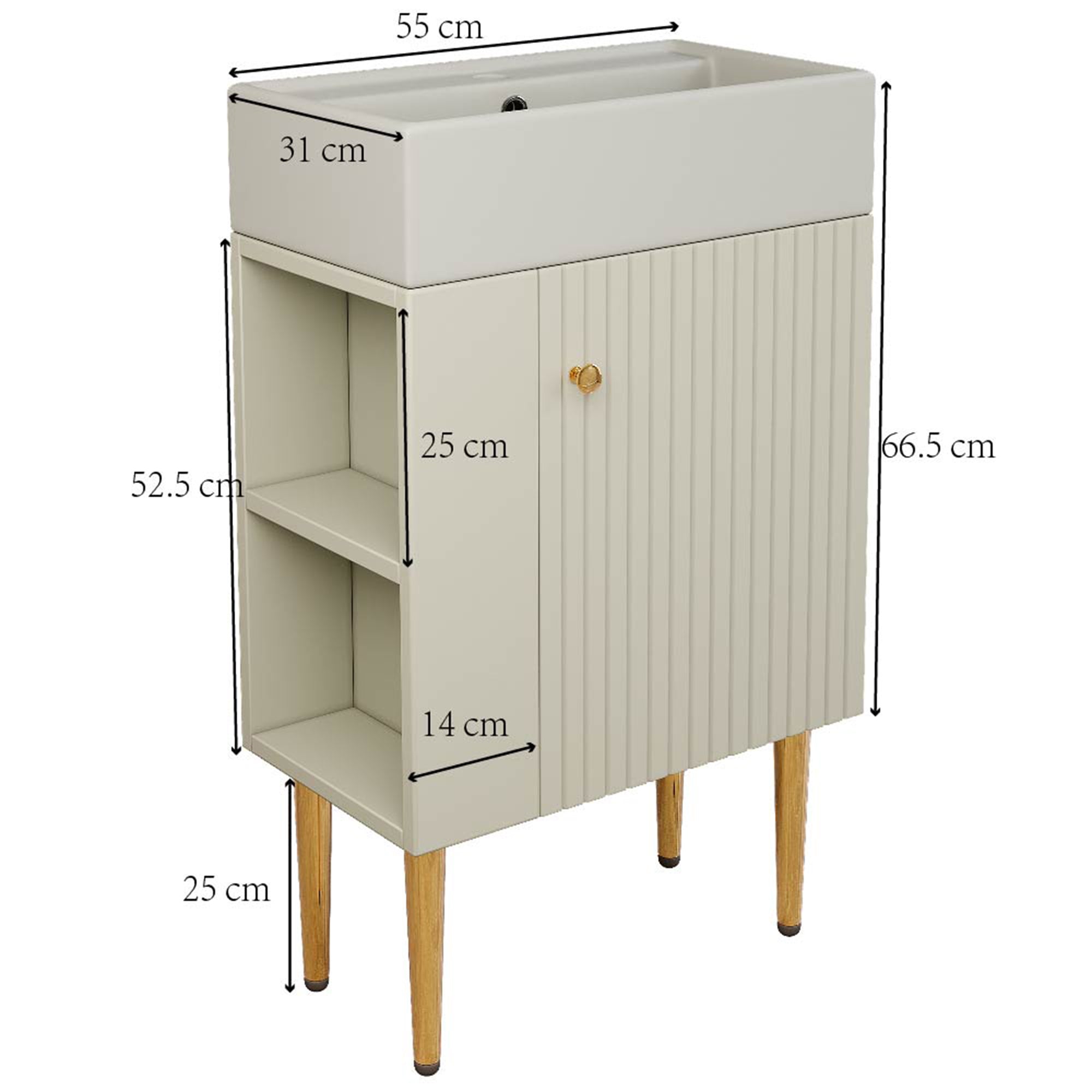 Bathroom Furniture Washbasin 55cm, Guest Bathroom Vanity Unit, White