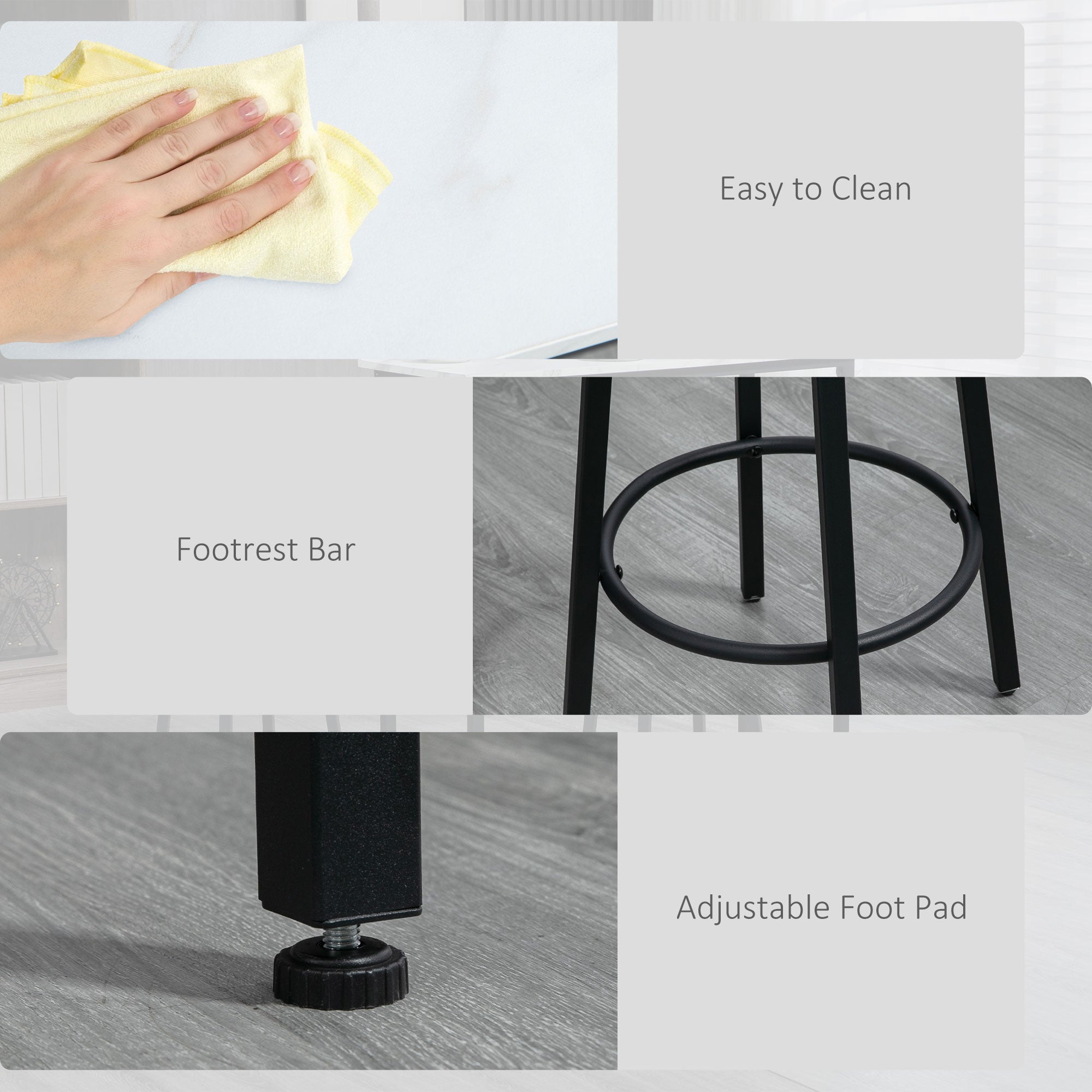 Three-Piece Bar Table Set Marble-Effect White/Black