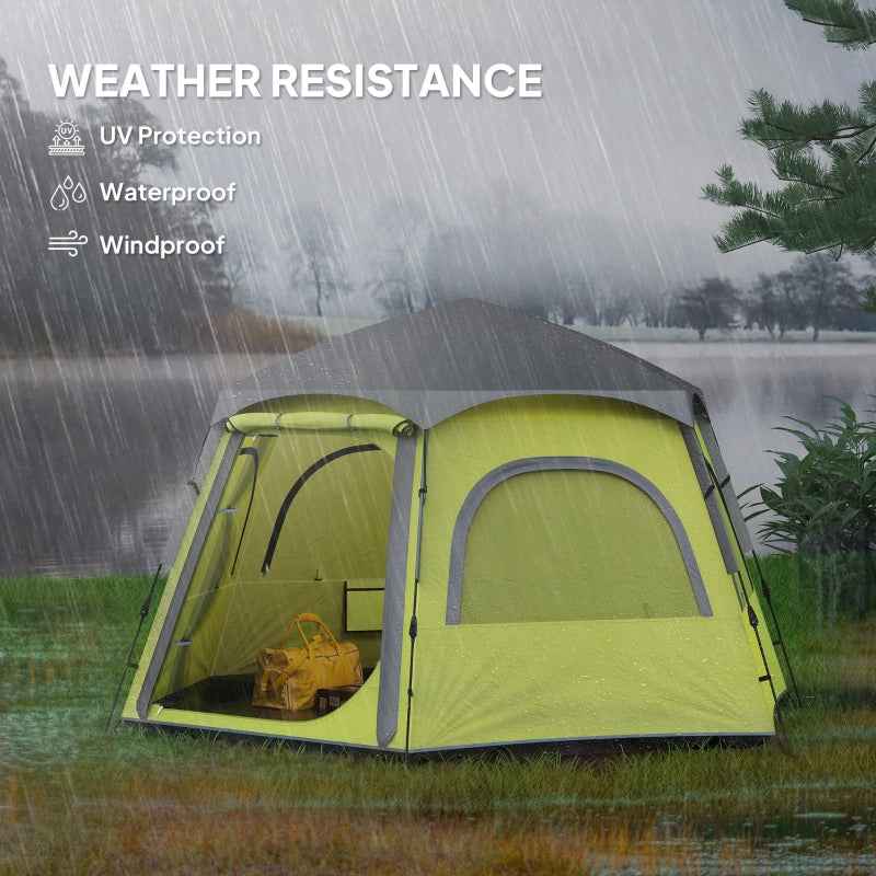 Instant Pop Up Camping Tent, 2/3/4 Person Easy Setup Waterproof UV Protected, Yellow Green