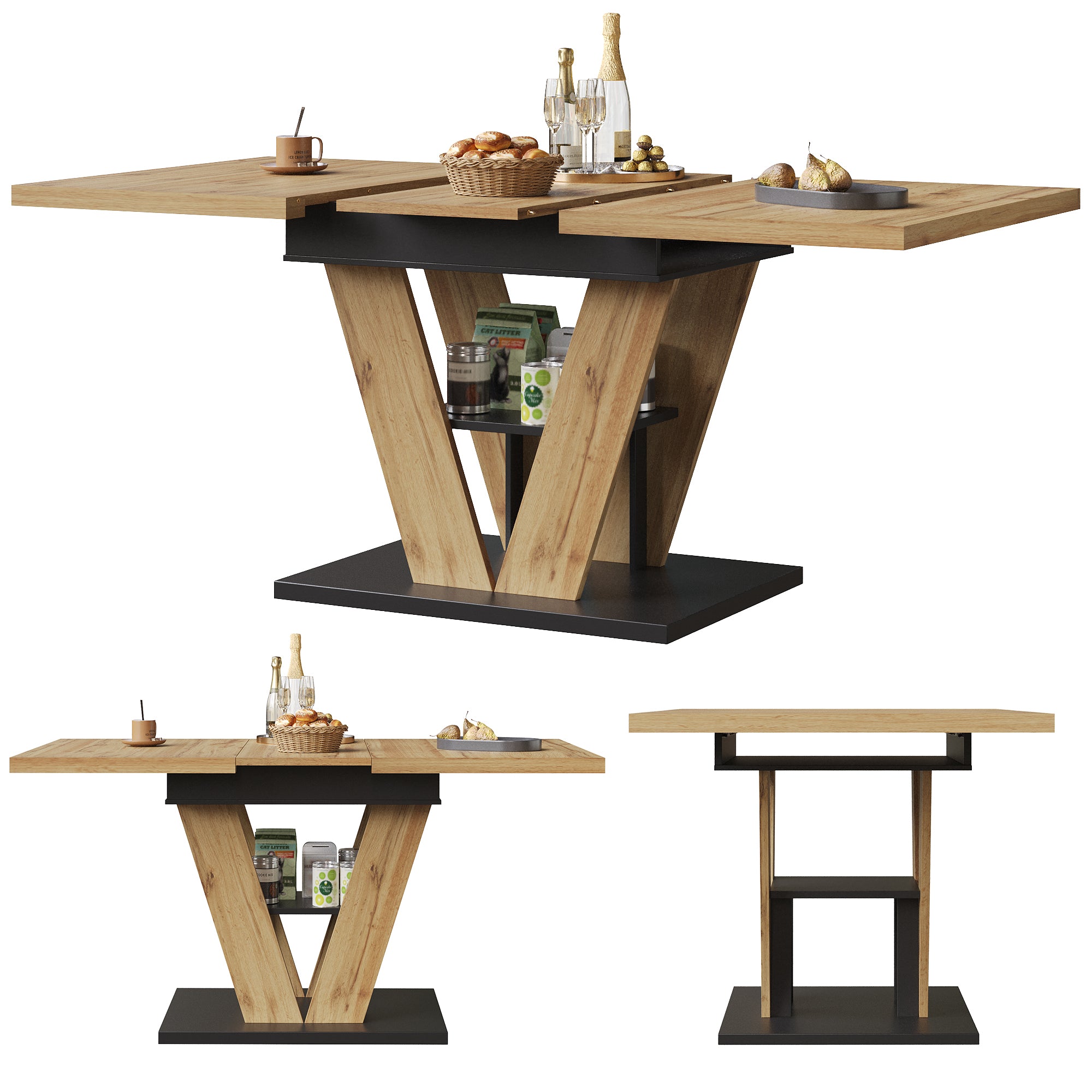 Extendable Dining Table 110(140)x80cm - Wood Grain
