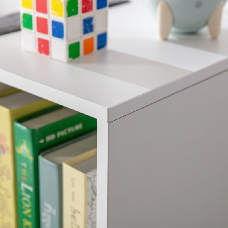 Children's Shelf Bookcase, 6 Compartments, Toy Box, White+Gray