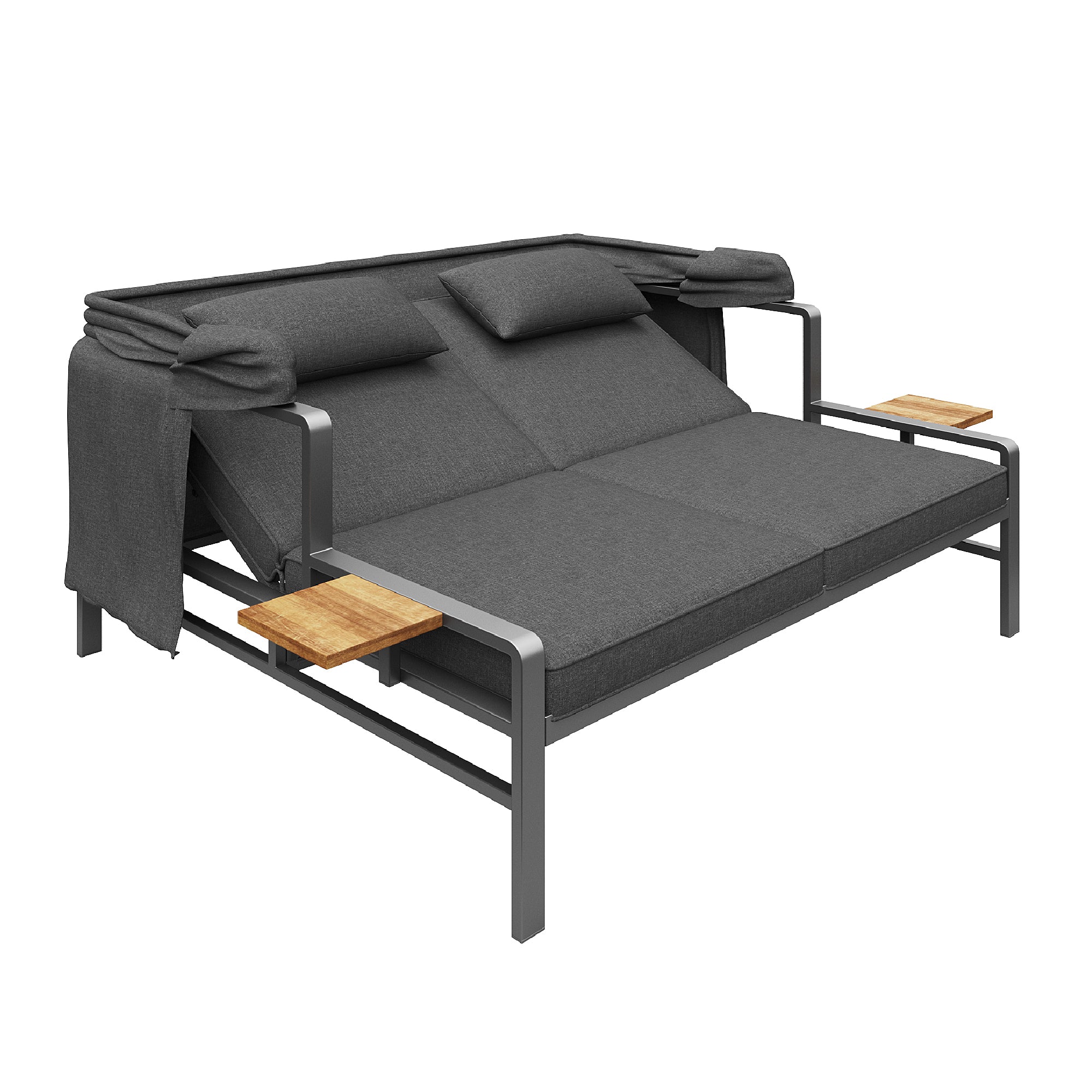 Garden Lounge Set Sun Lounger 2-4 Person with Foldable Sunshade