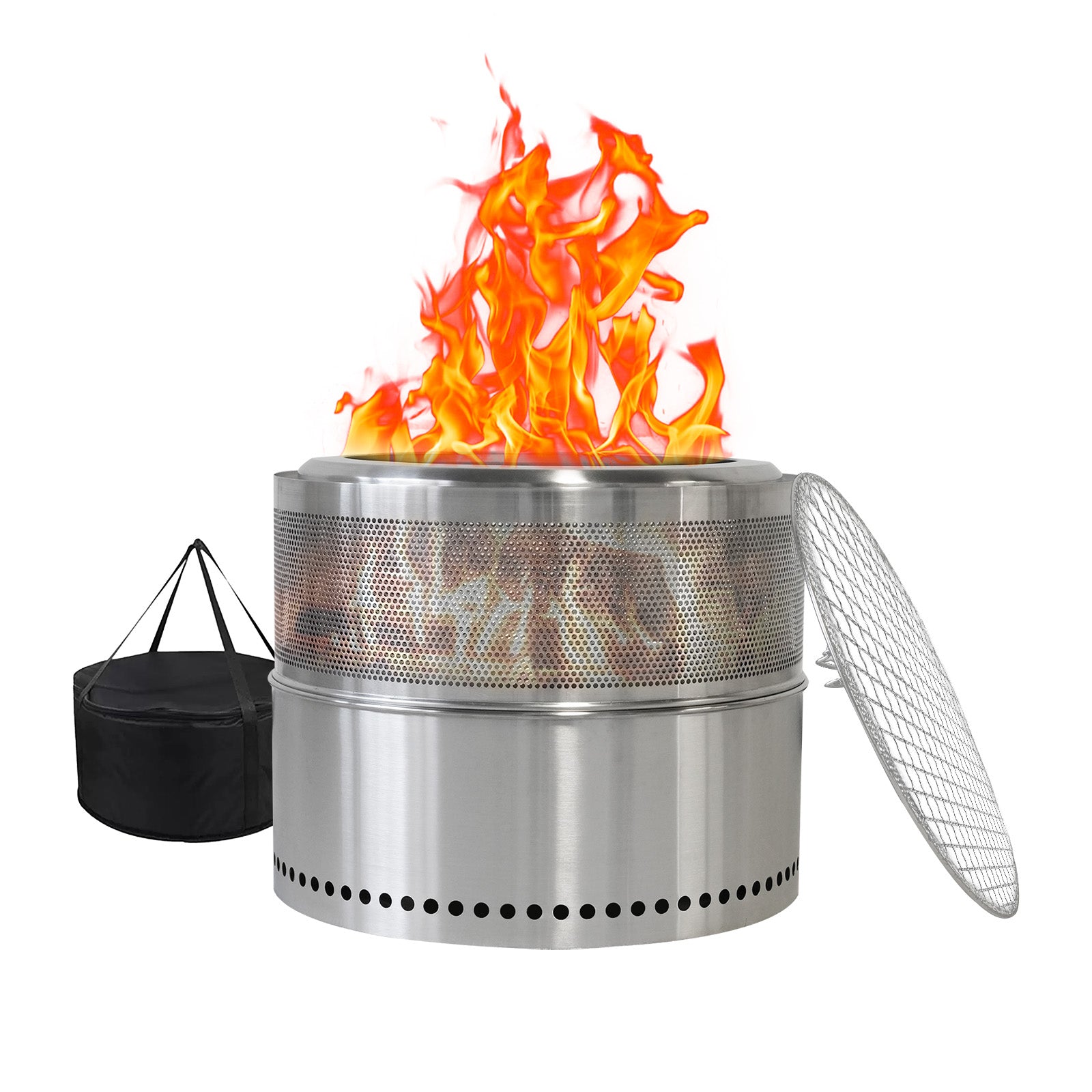 Smokeless Fire Pit Portable Outdoor Wood/BBQ, Stainless Steel
