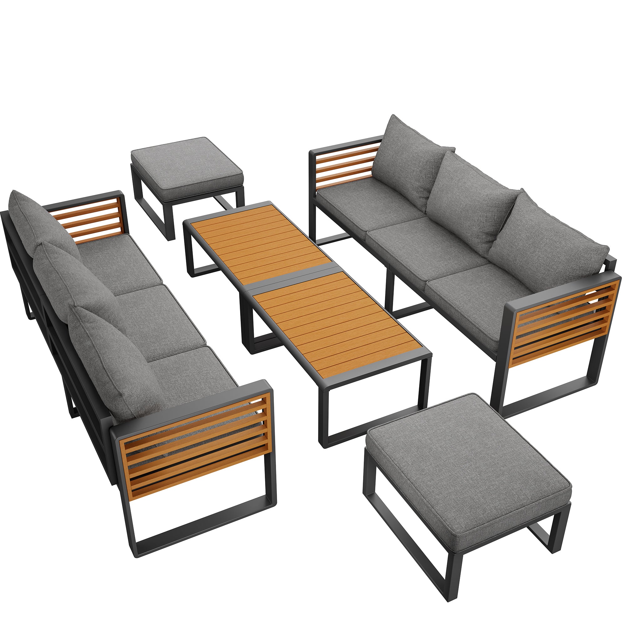 Garden Lounge Set 6-8 Seater Outdoor Sofa - Galvanized Iron Frame