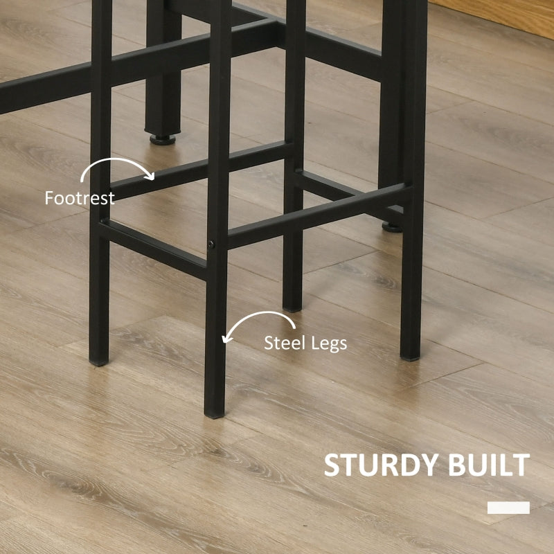 120x60cm Bar Table Set, 3-Piece Counter Height with 2 Stools, Rustic Brown