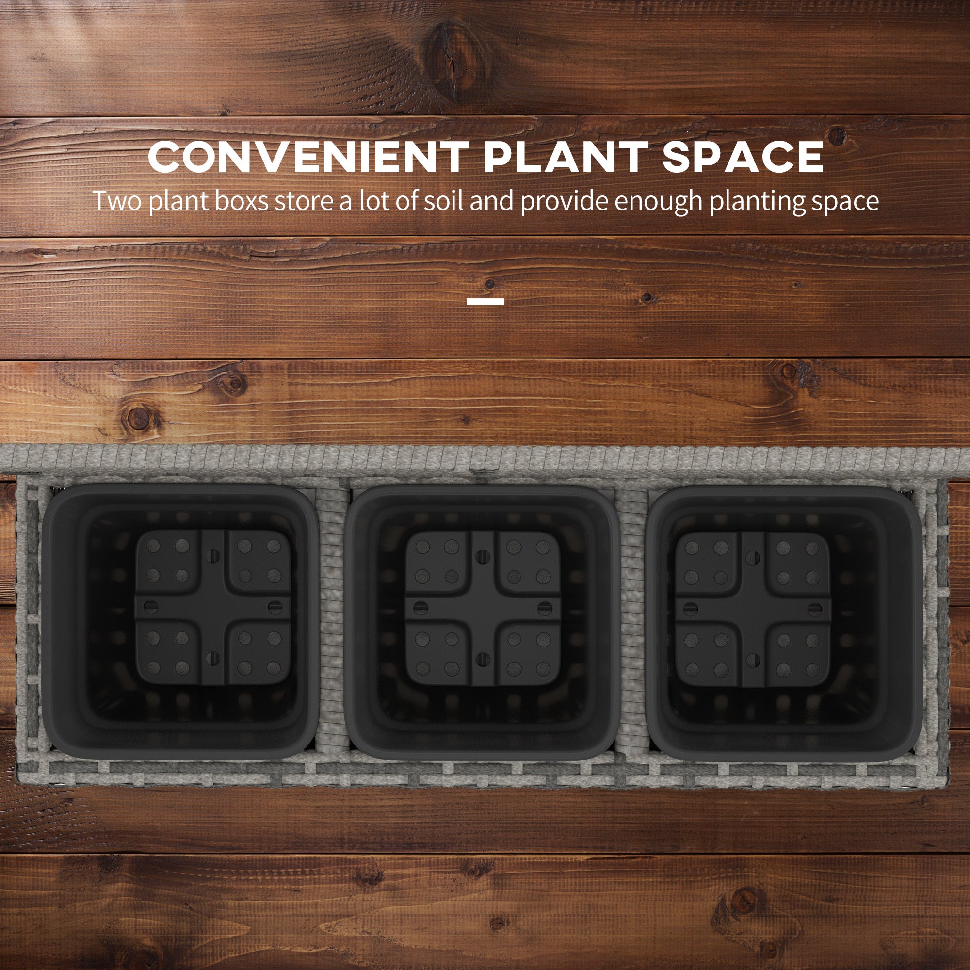 33L Garden Planter with Trellis Free Standing Raised Bed PE Rattan Light Grey