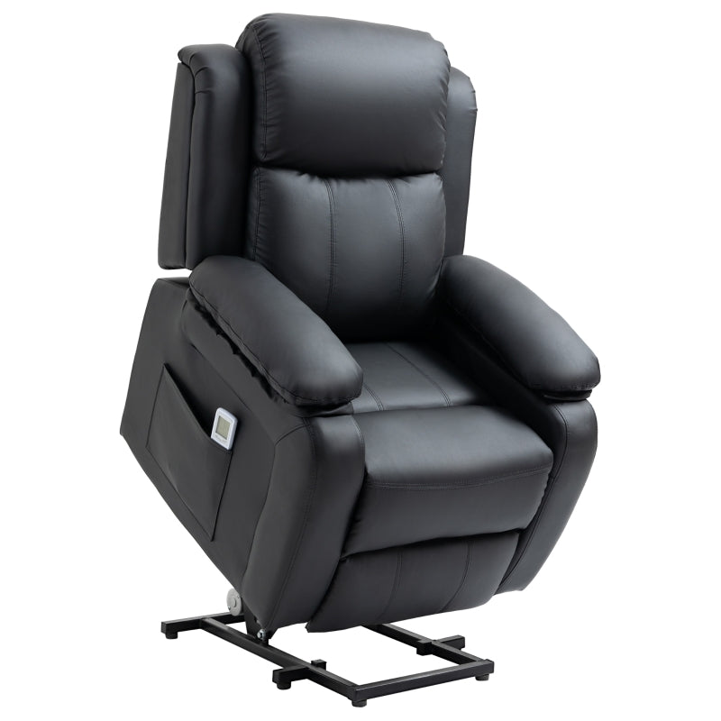 Riser and Recliner Chair, Massage Power Lift Extended Footrest, Black