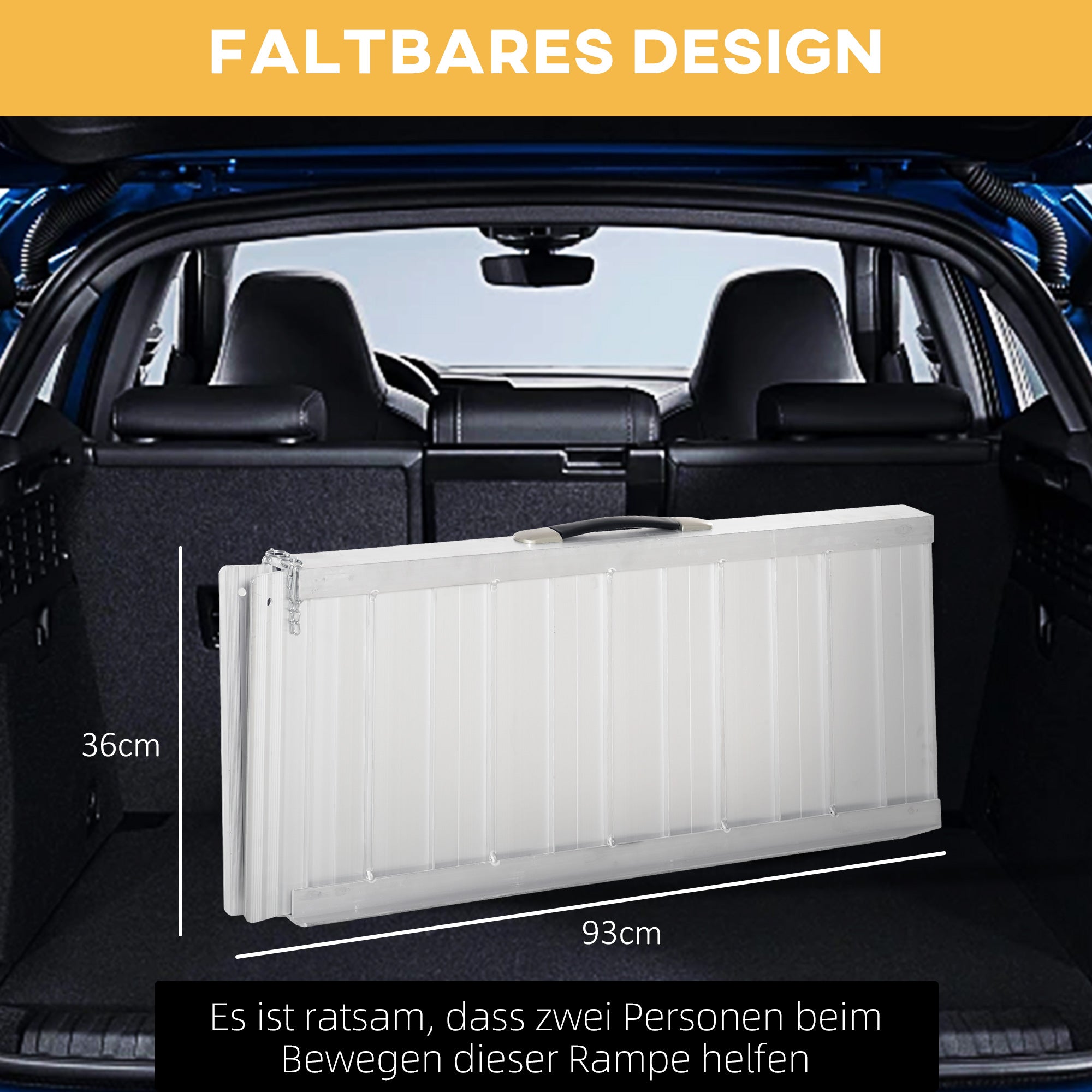 Wheelchair Ramp, Foldable 270 kg, Black