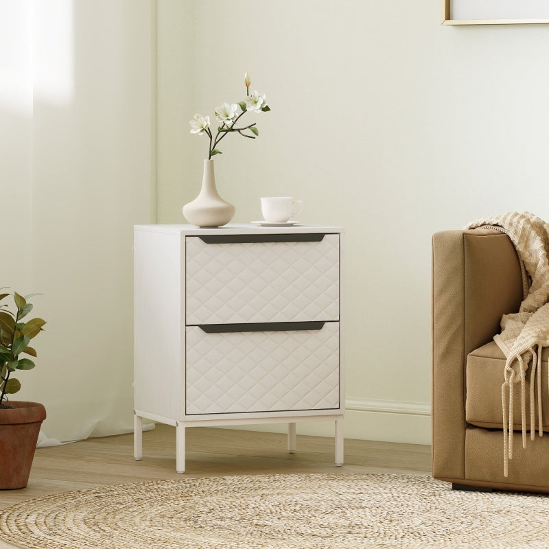 Chest of Drawers Dresser with 2 Fabric Drawers Aluminium Handles White