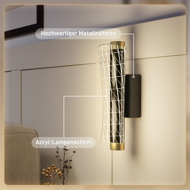 Set of 2 wall lights, dimmable LED, grid design, metal black