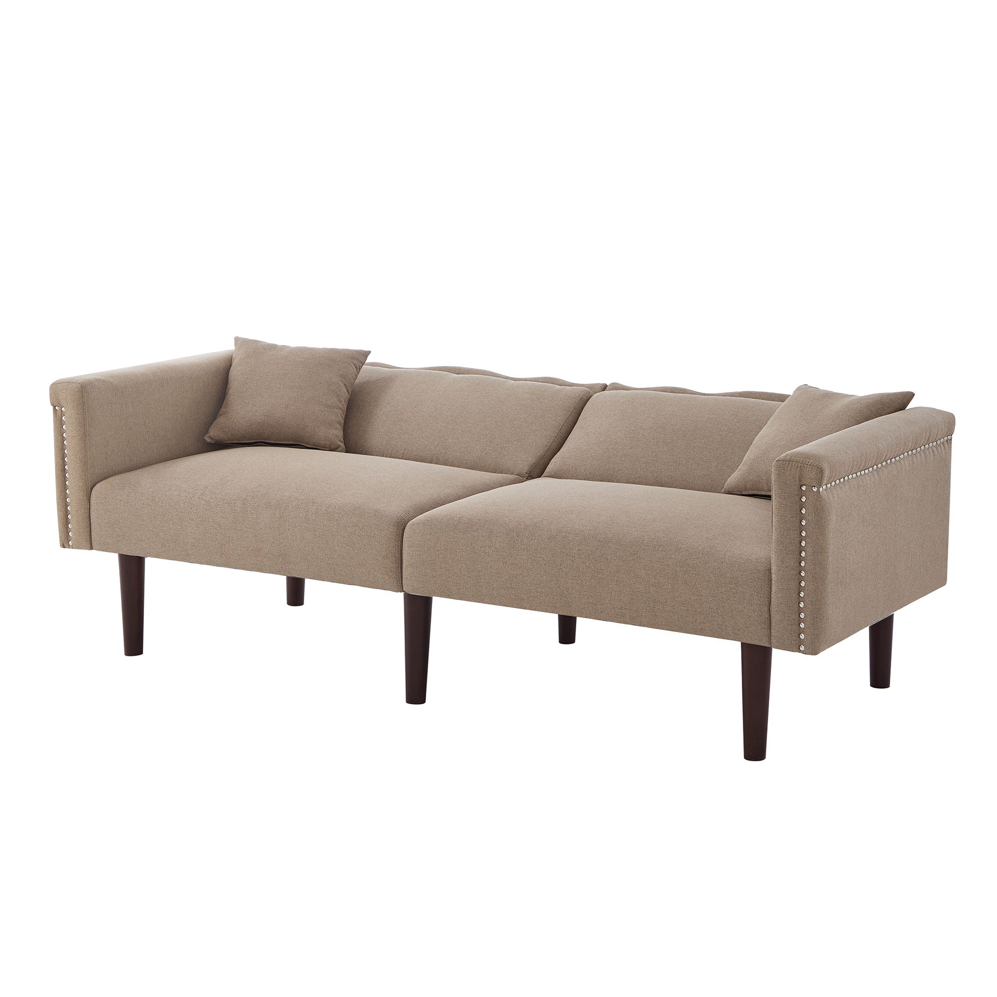 2-in-1 Multifunctional Sofa Bed, Two-Seater Reclining with Adjustable Backrests, High-Density Foam, Cotton Linen