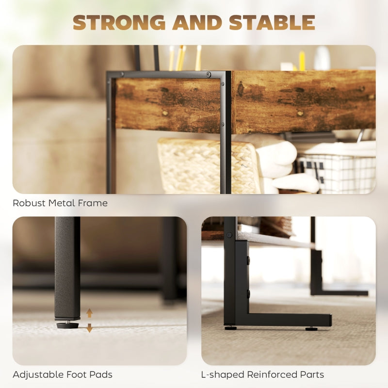 Lift-Top Coffee Table with Storage - Rustic Brown