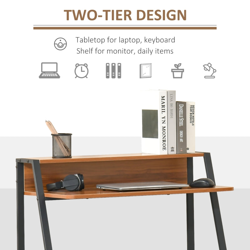 Writing Desk Computer Table with Storage Shelf 84L x 45W cm Walnut