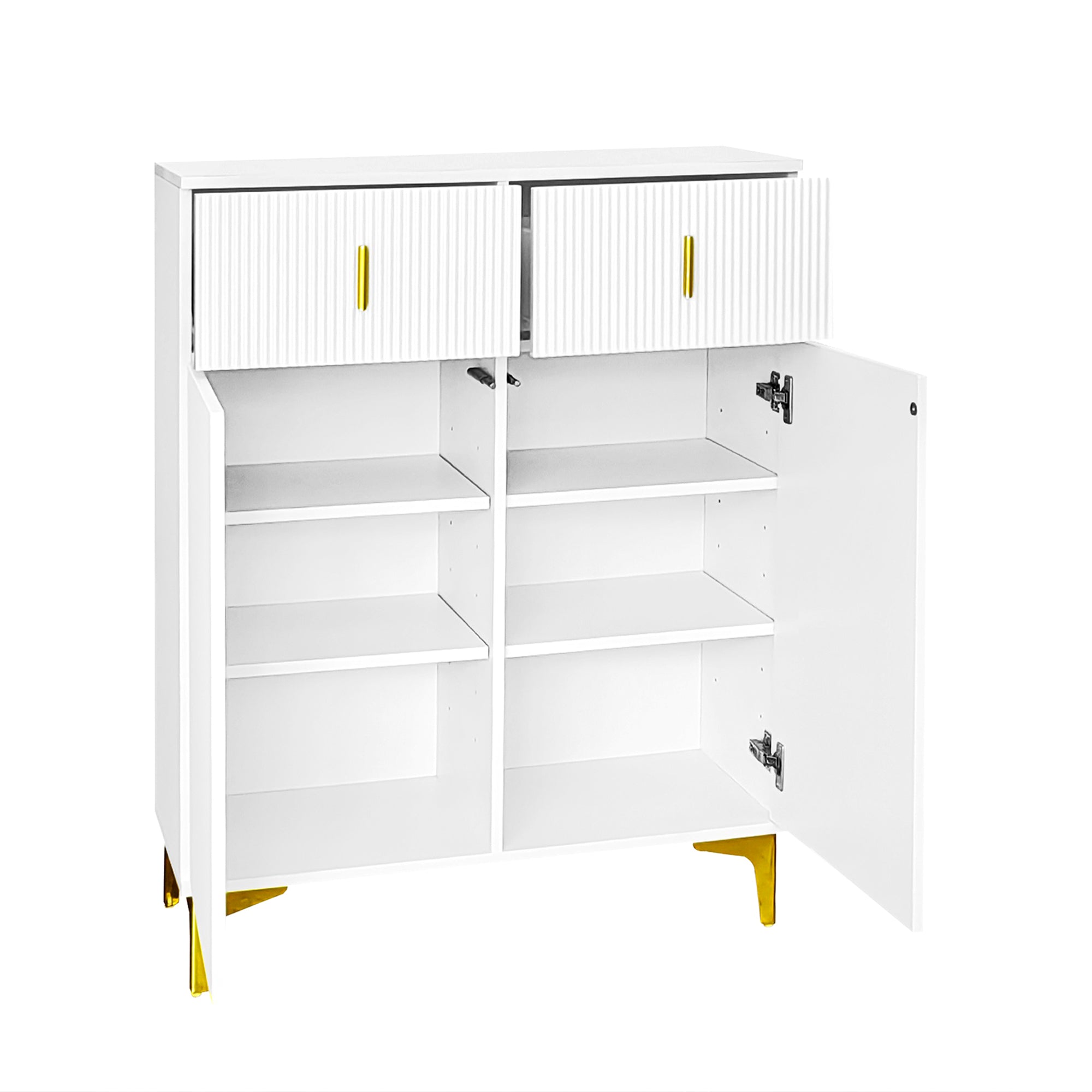 Sideboard, Adjustable Shelves with Drawers, White