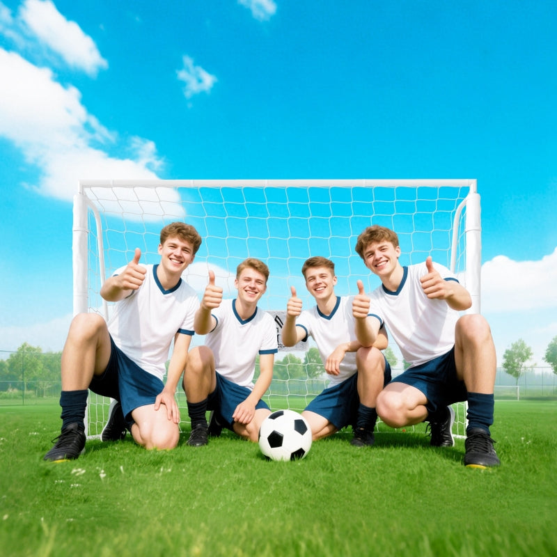 Children's Football Goal with Target Marker and Shock-Absorbing Sleeves, 186x123cm, White