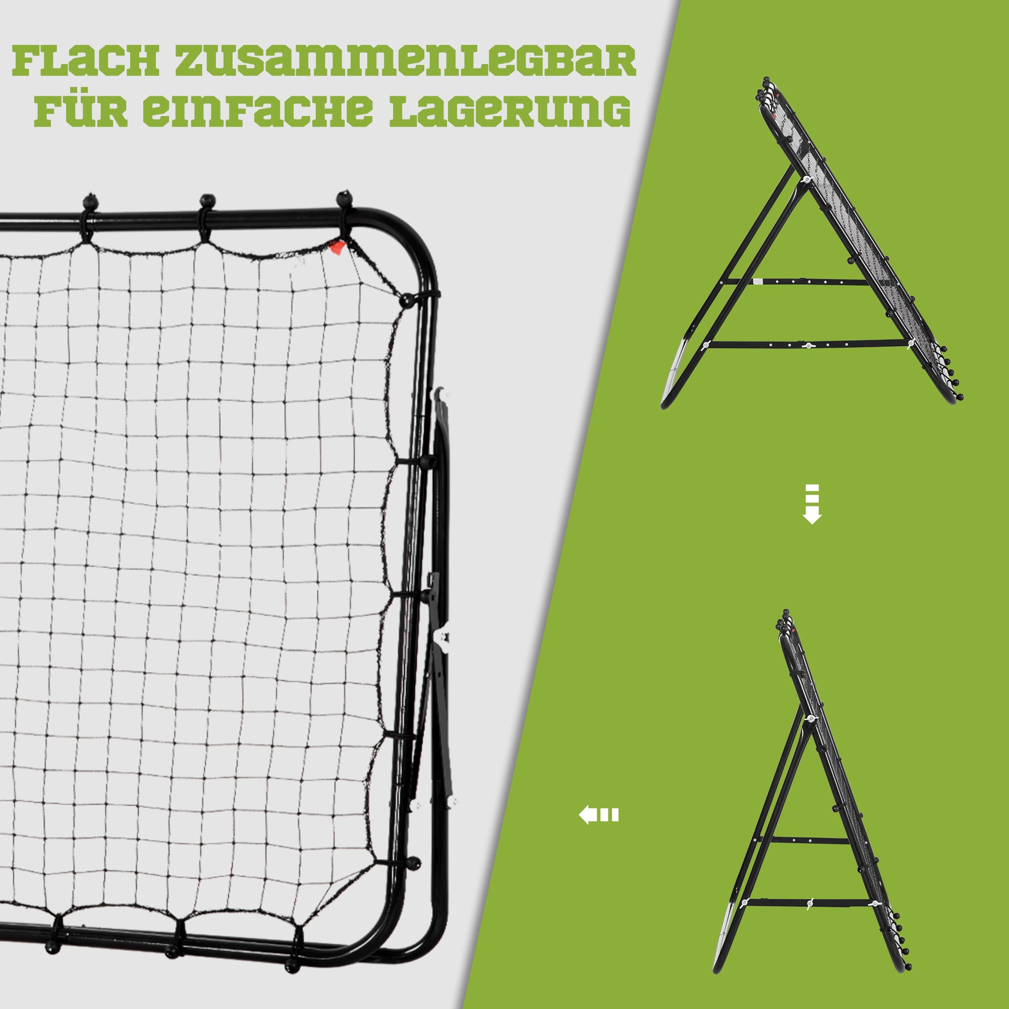 Football Rebounder Kickback Goal Rebound Wall 96x80x96 cm black metal and PE